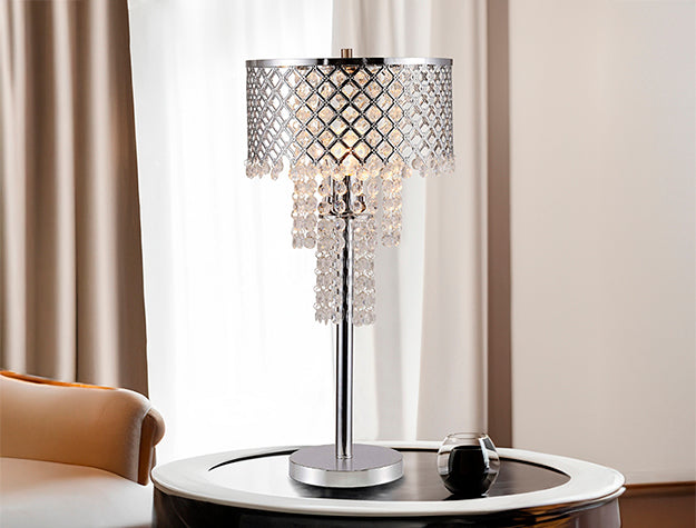 CRYSTAL ON MESH TABLE LAMP 24 H - Ideal Furniture (Fresno,CA)