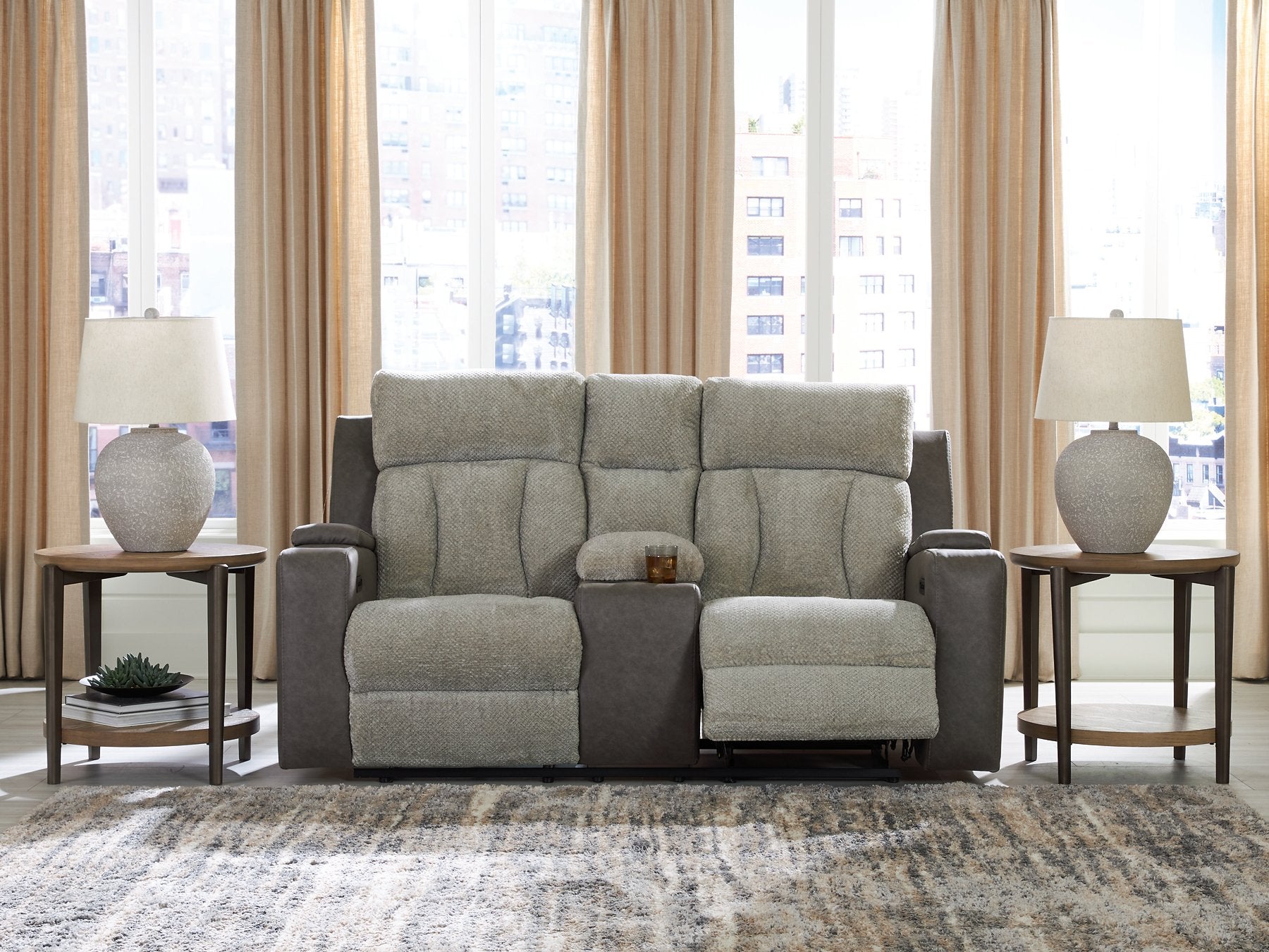WhipLash Power Reclining Loveseat with Console - Ideal Furniture (Fresno,CA)