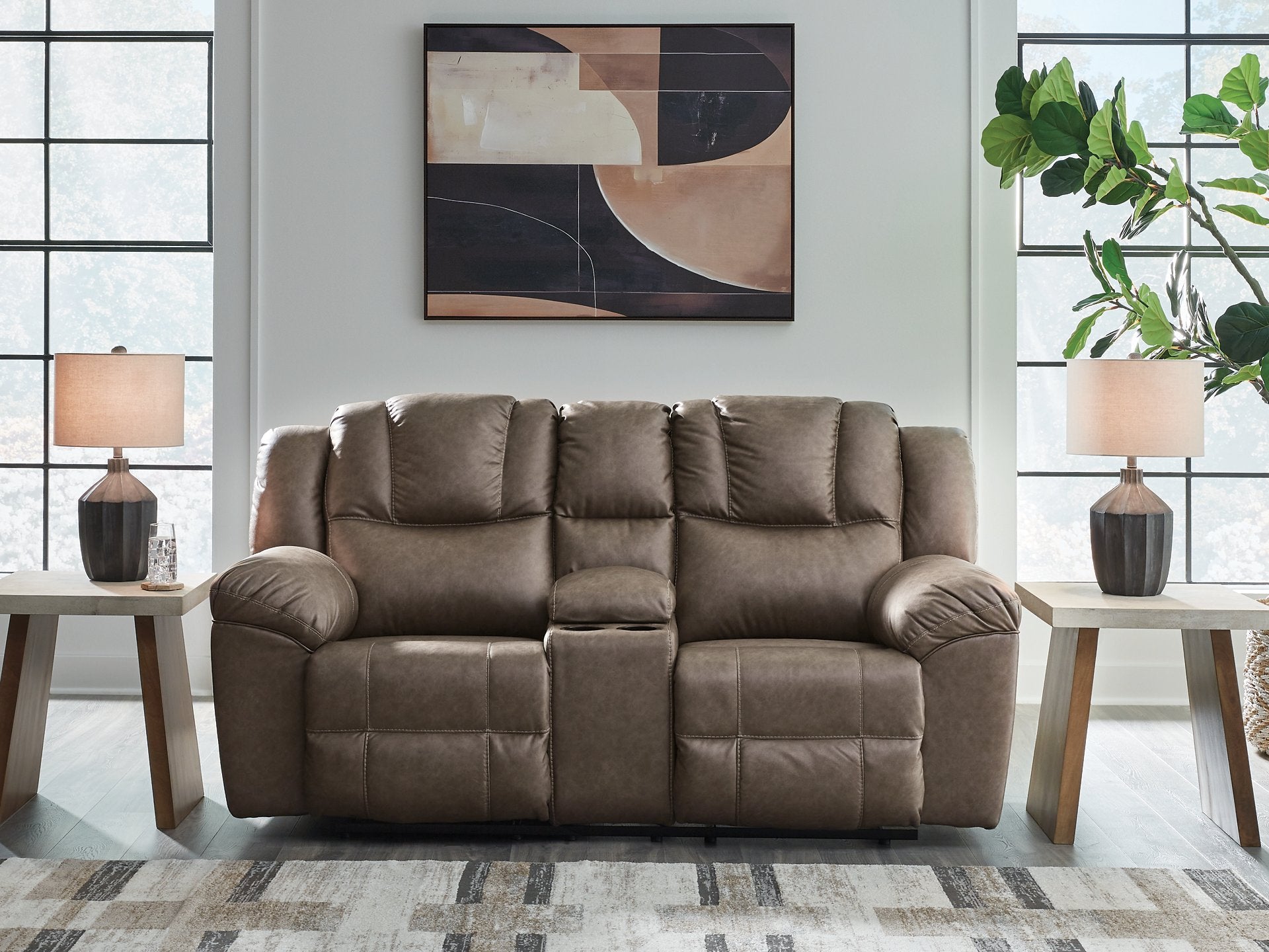 Lowilla Reclining Loveseat with Console - Ideal Furniture (Fresno,CA)