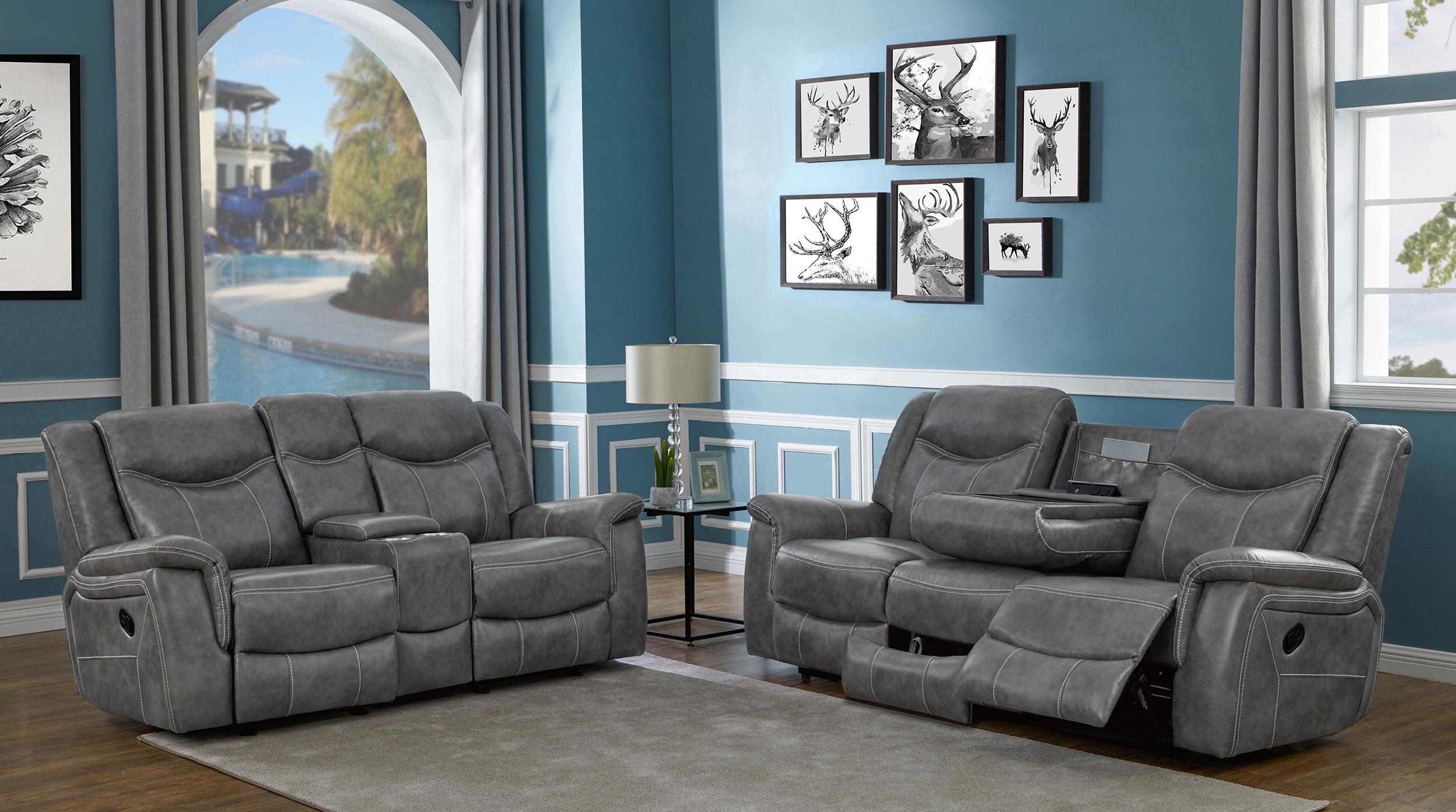 Conrad 2-piece Living Room Set Grey - Ideal Furniture (Fresno,CA)