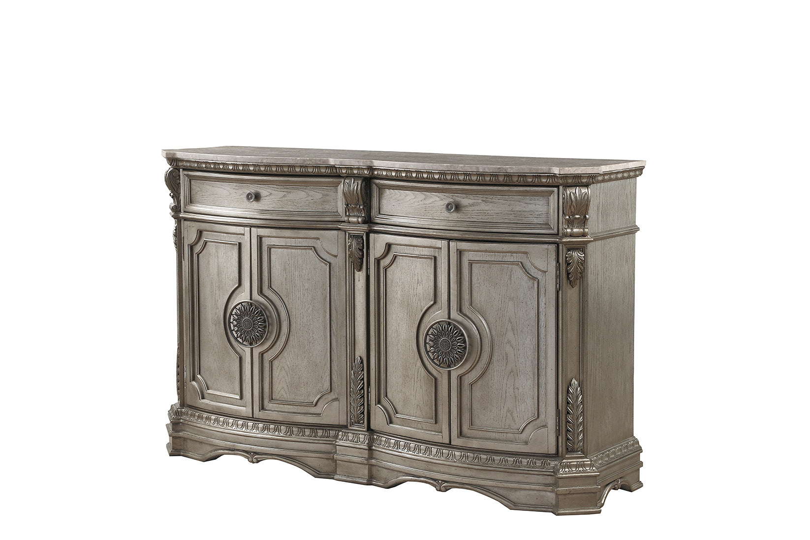 Northville Antique Silver Server (MARBLE TOP) - Ideal Furniture (Fresno,CA)