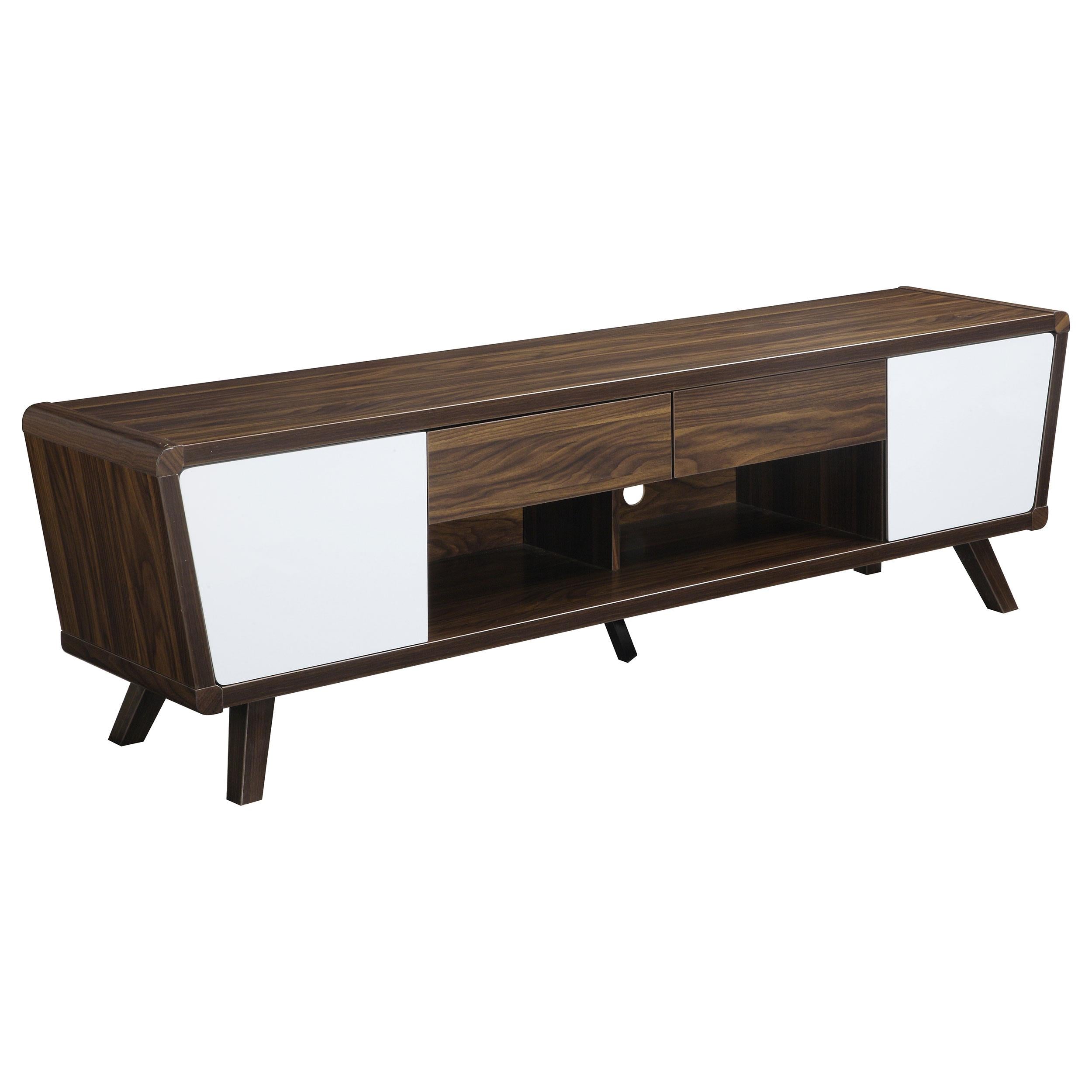 Alvin 2-drawer TV Console Dark Walnut and Glossy White - Ideal Furniture (Fresno,CA)