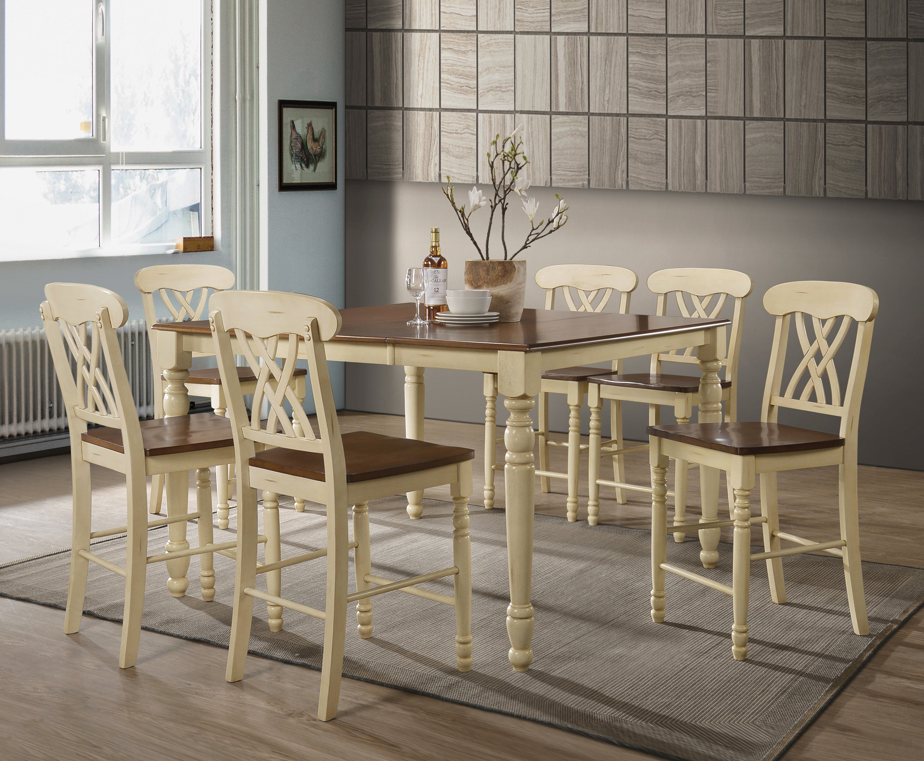 Dylan Buttermilk & Oak Counter Height Table - Ideal Furniture (Fresno,CA)