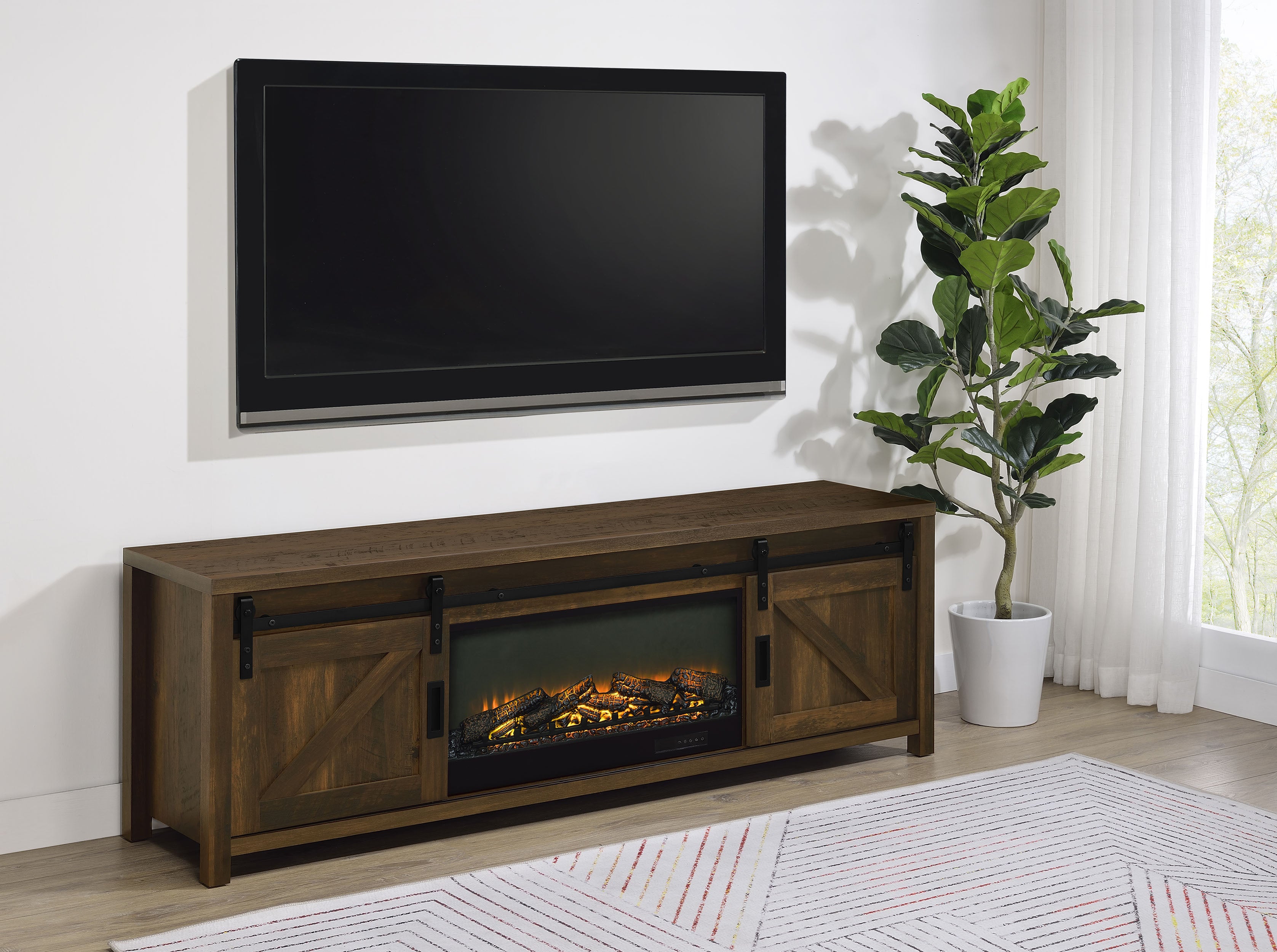 Enfield TV Stand Fireplace Console - Ideal Furniture (Fresno,CA)