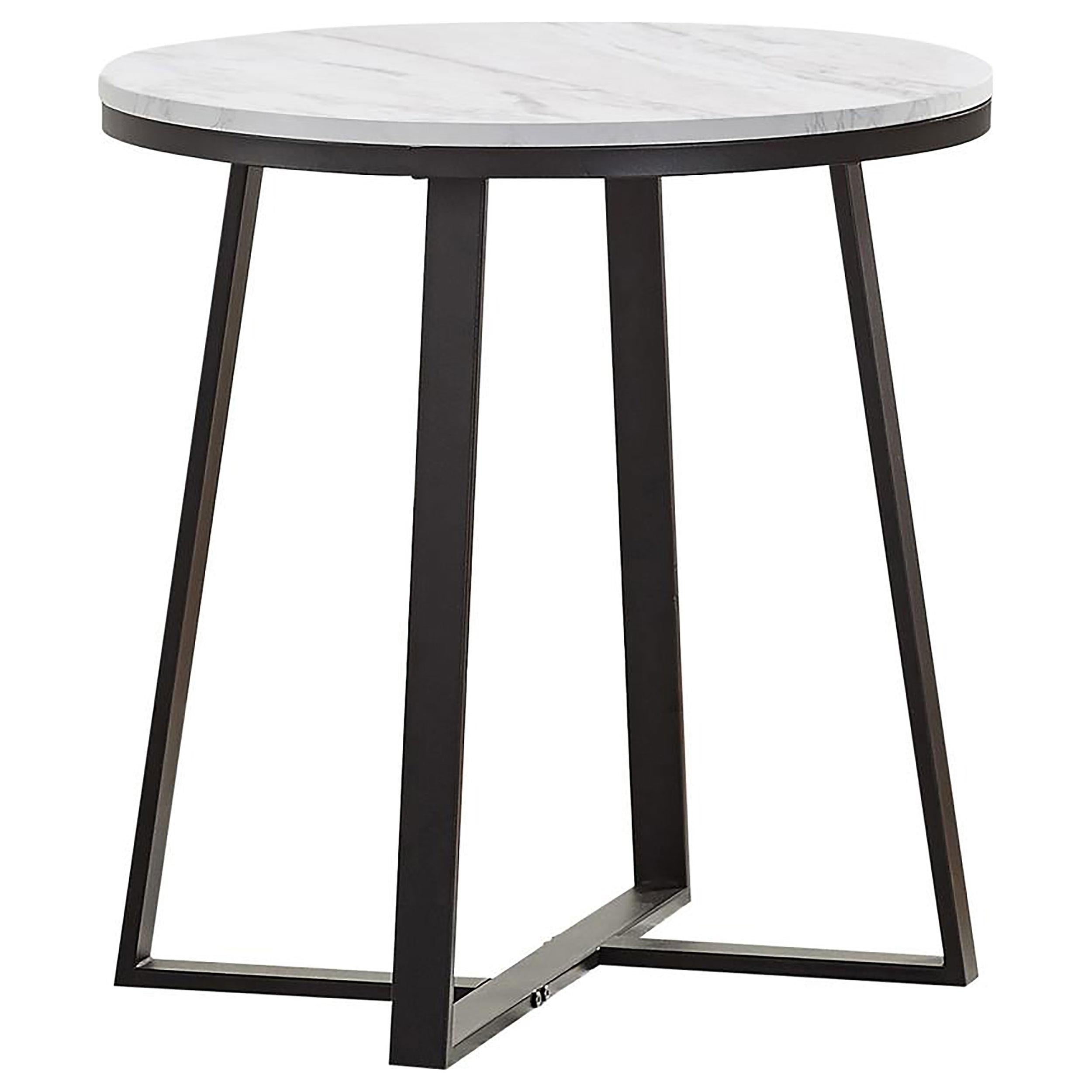 Hugo Metal Base Round End Table White and Matte Black - Ideal Furniture (Fresno,CA)