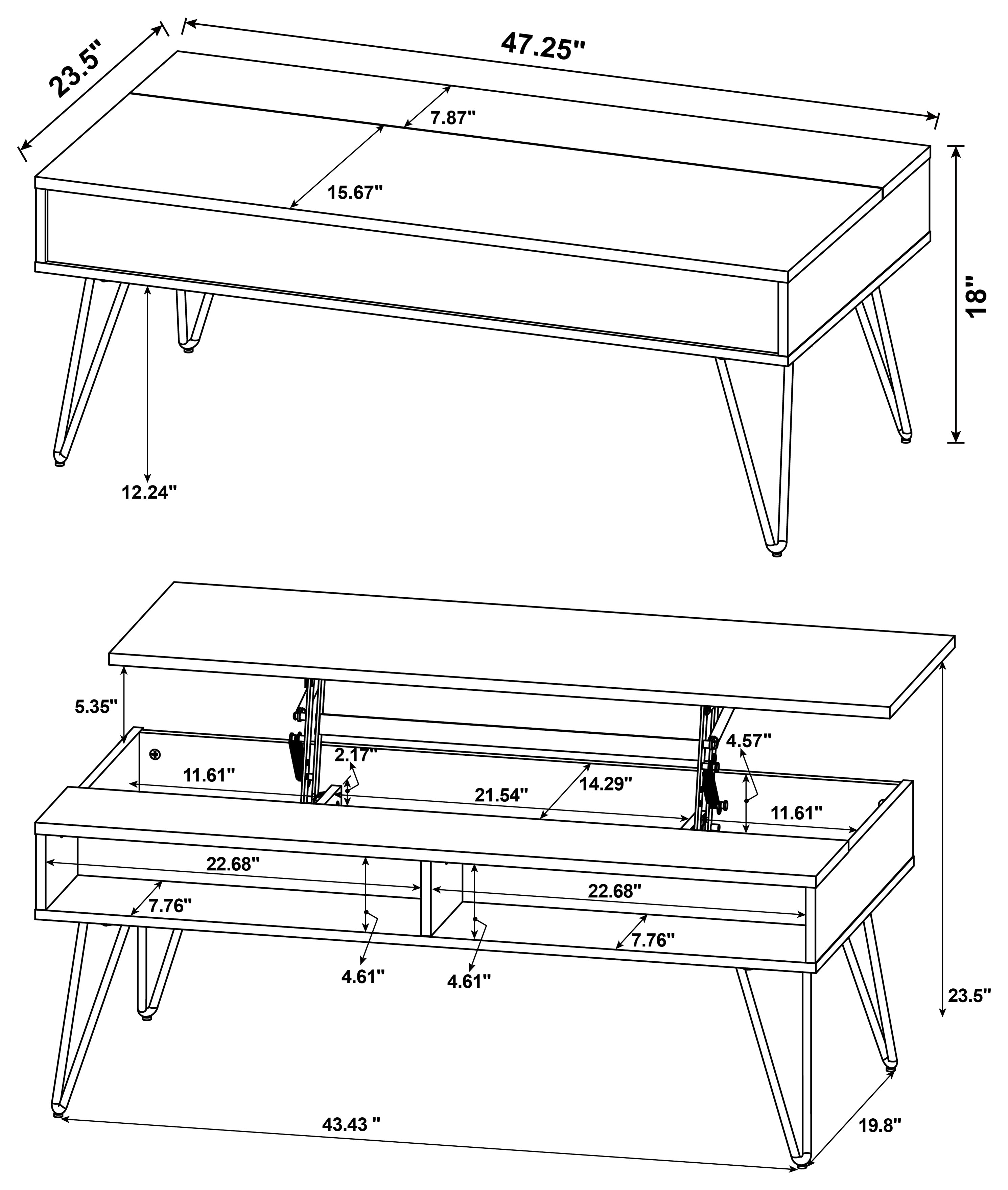 Fanning Lift-Top Coffee Table - Ideal Furniture (Fresno,CA)