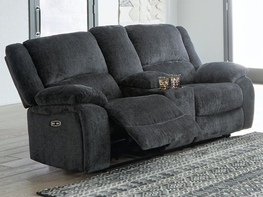 Draycoll Power Reclining Loveseat with Console - Ideal Furniture (Fresno,CA)