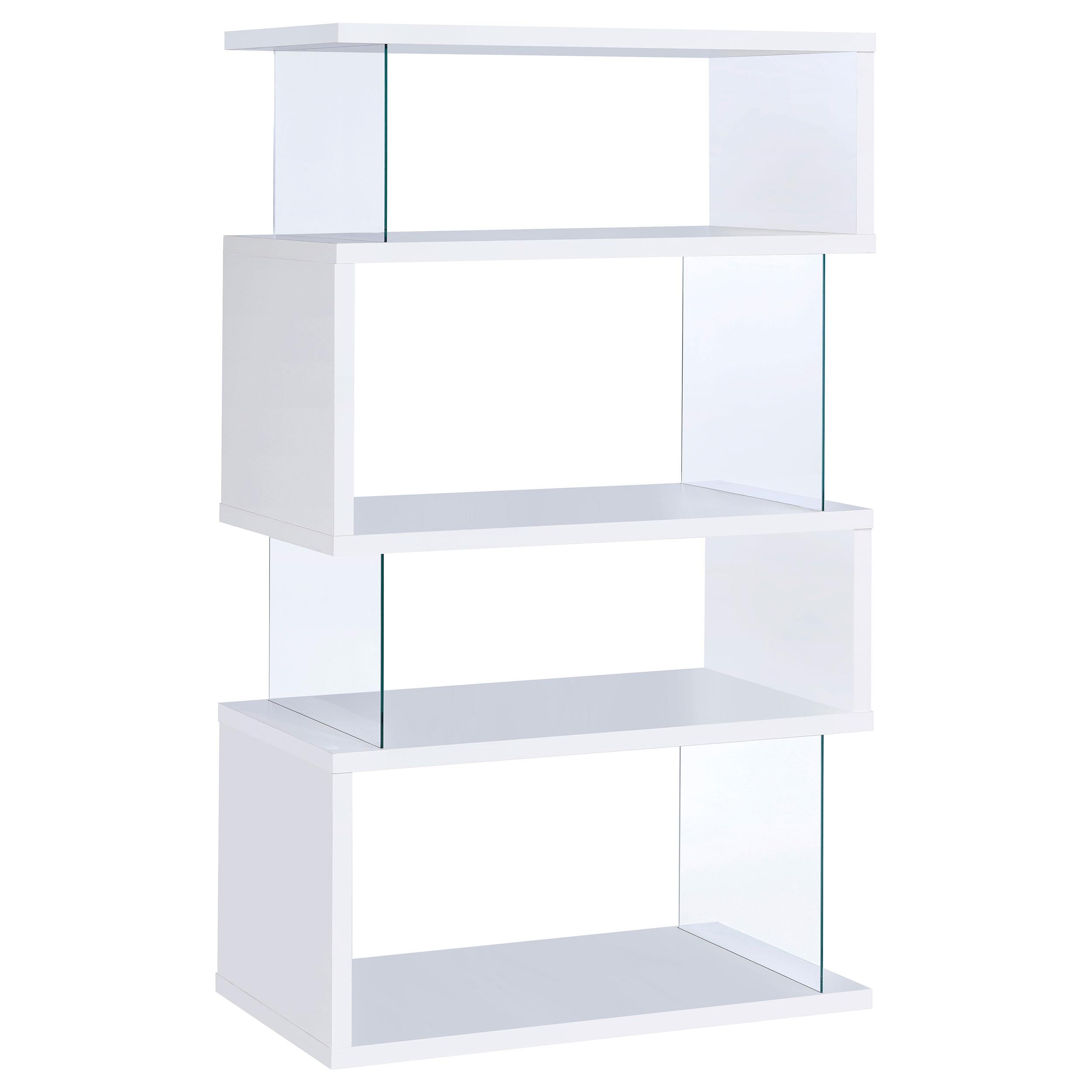 Emelle 4-tier Bookcase White and Clear - Ideal Furniture (Fresno,CA)