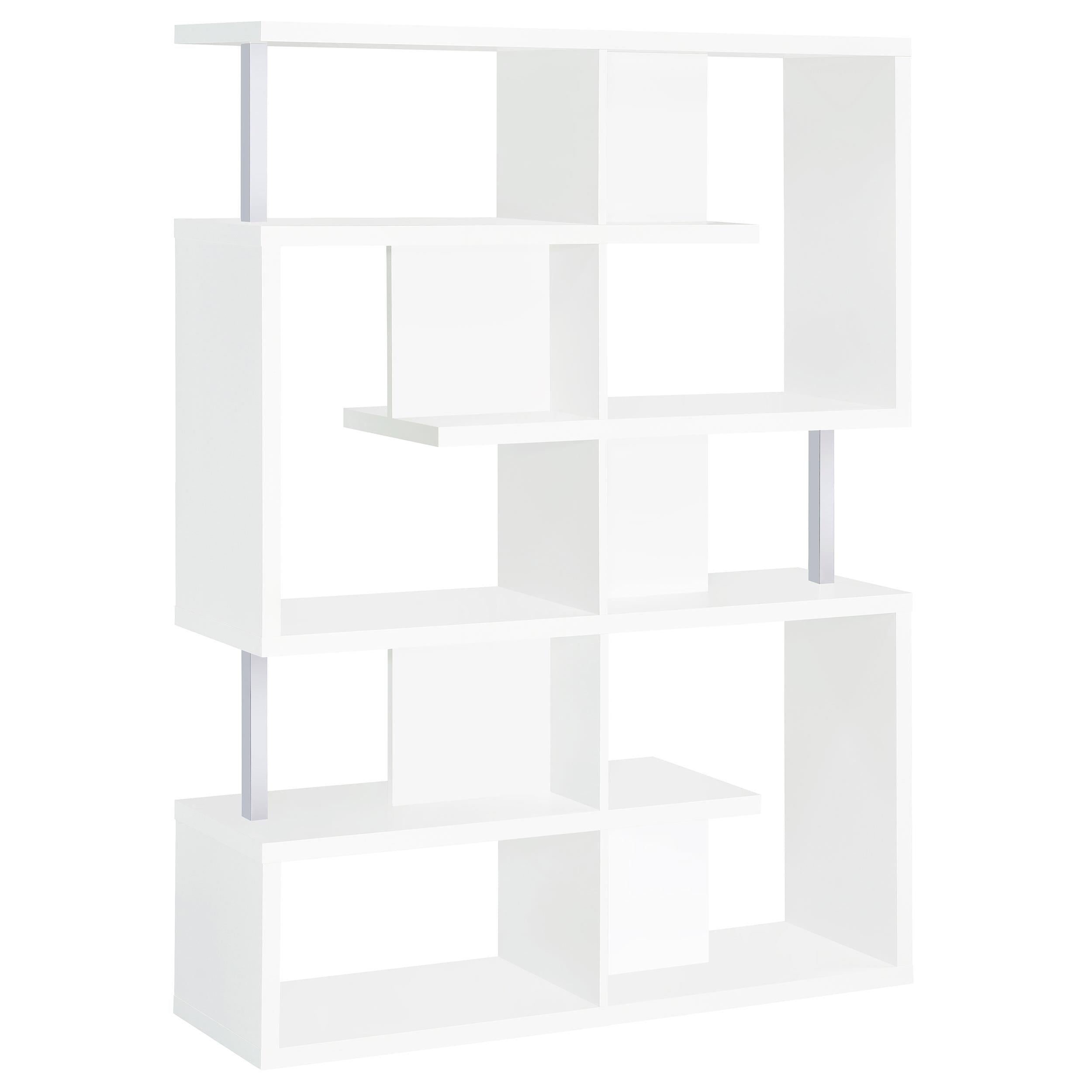 Hoover 5-tier Bookcase White and Chrome - Ideal Furniture (Fresno,CA)