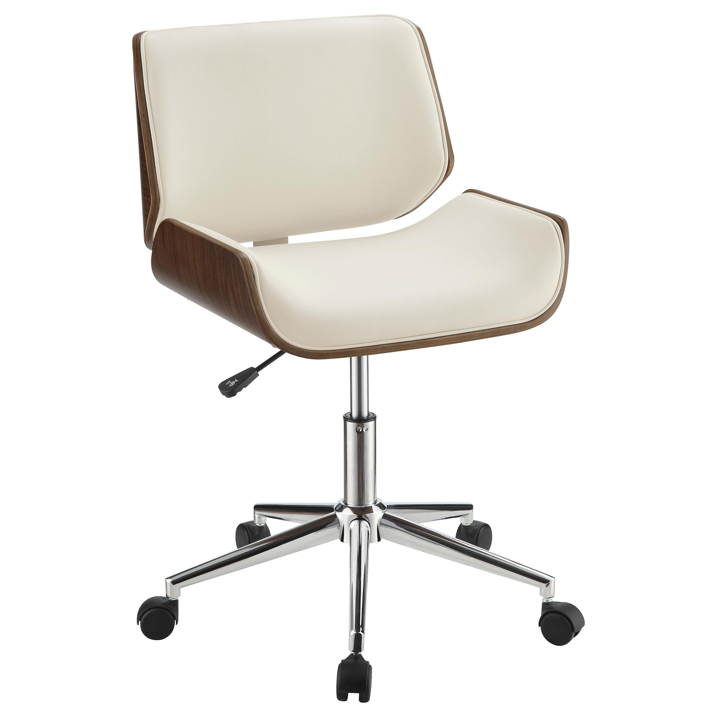 Addington Adjustable Height Office Chair Ecru and Chrome - Ideal Furniture (Fresno,CA)