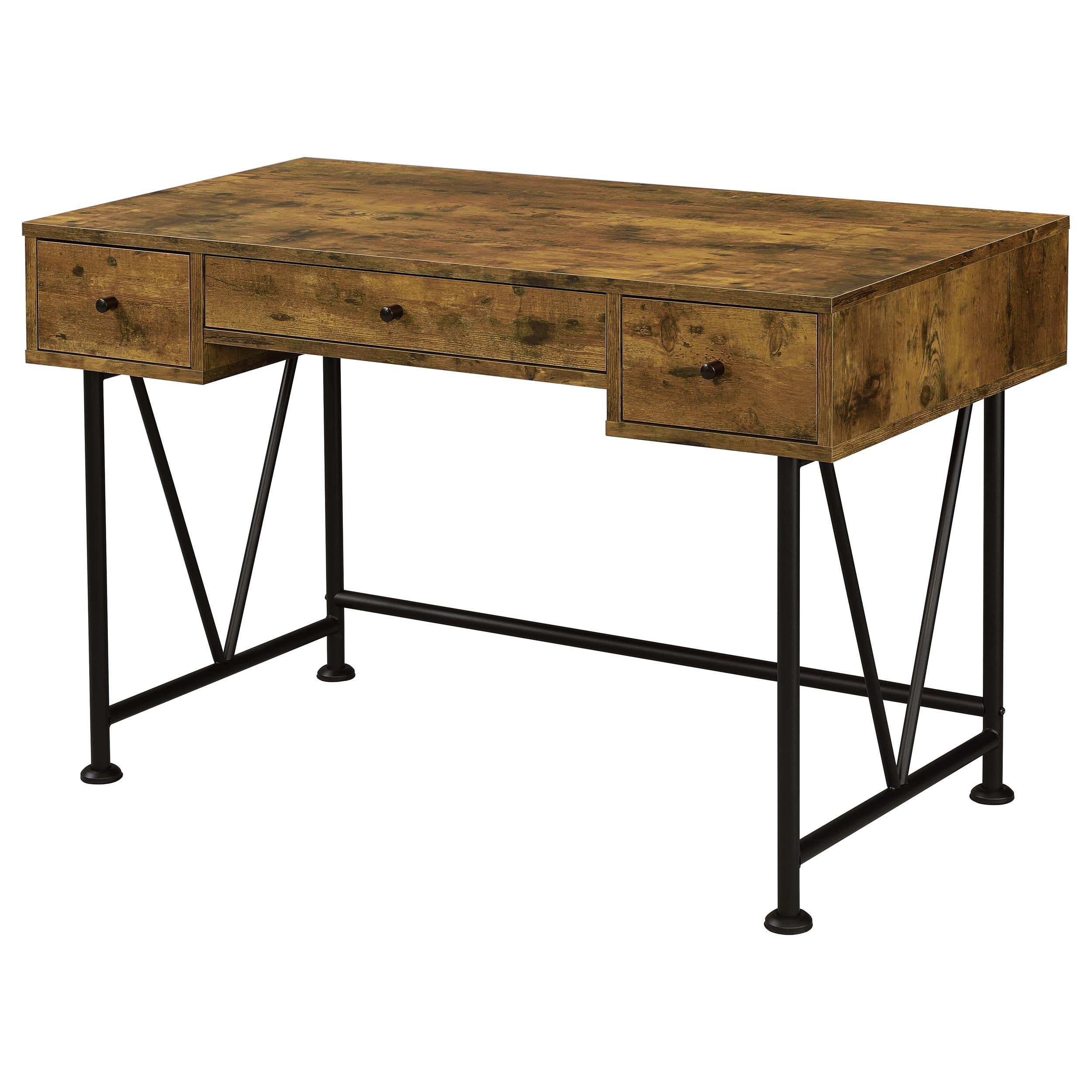 Analiese 3-drawer Writing Desk Antique Nutmeg and Black - Ideal Furniture (Fresno,CA)