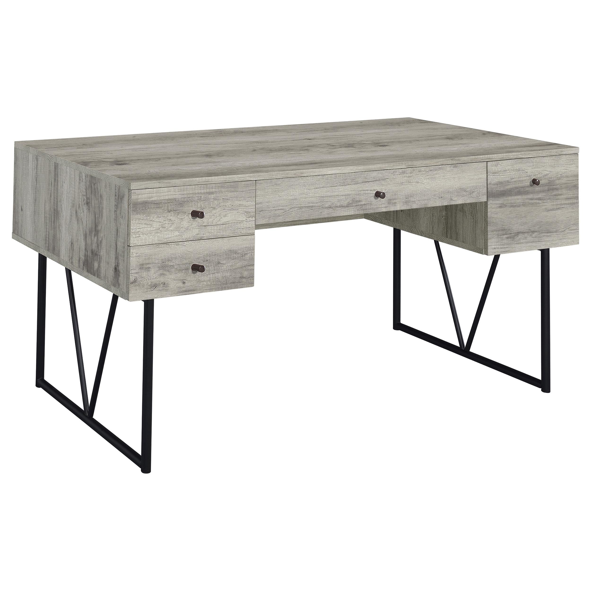 Analiese 4-drawer Writing Desk Grey Driftwood - Ideal Furniture (Fresno,CA)