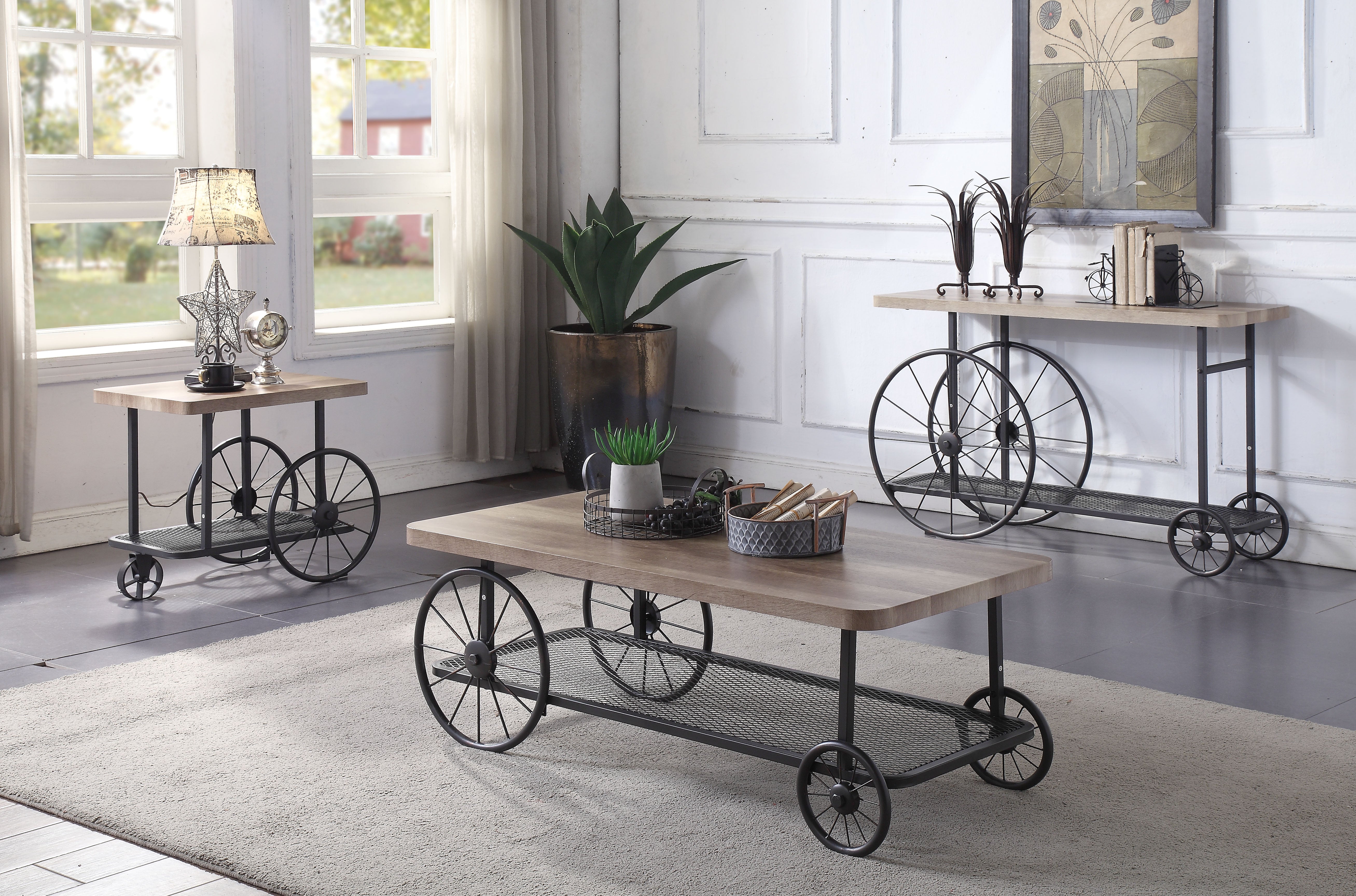 Francie Oak & Antique Gray Coffee Table - Ideal Furniture (Fresno,CA)