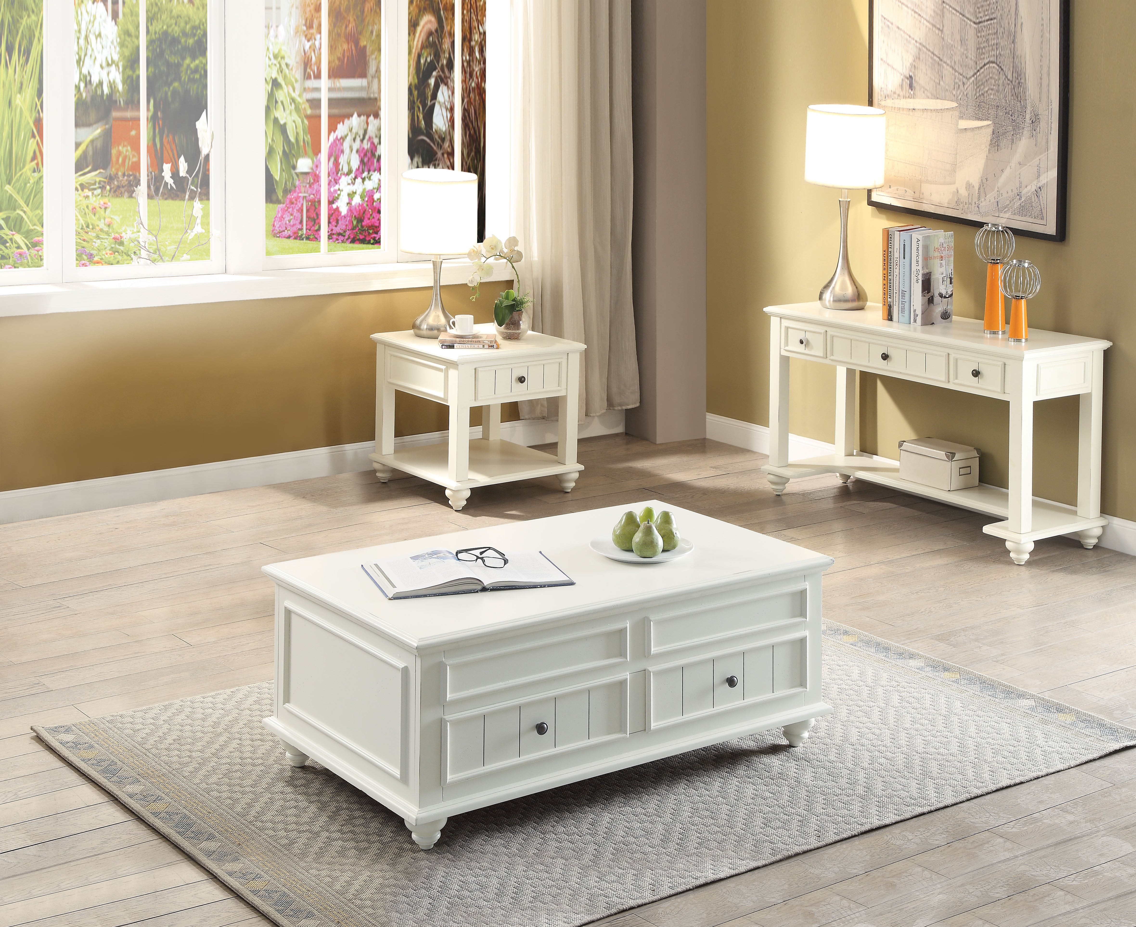 Natesa White Washed Coffee Table - Ideal Furniture (Fresno,CA)