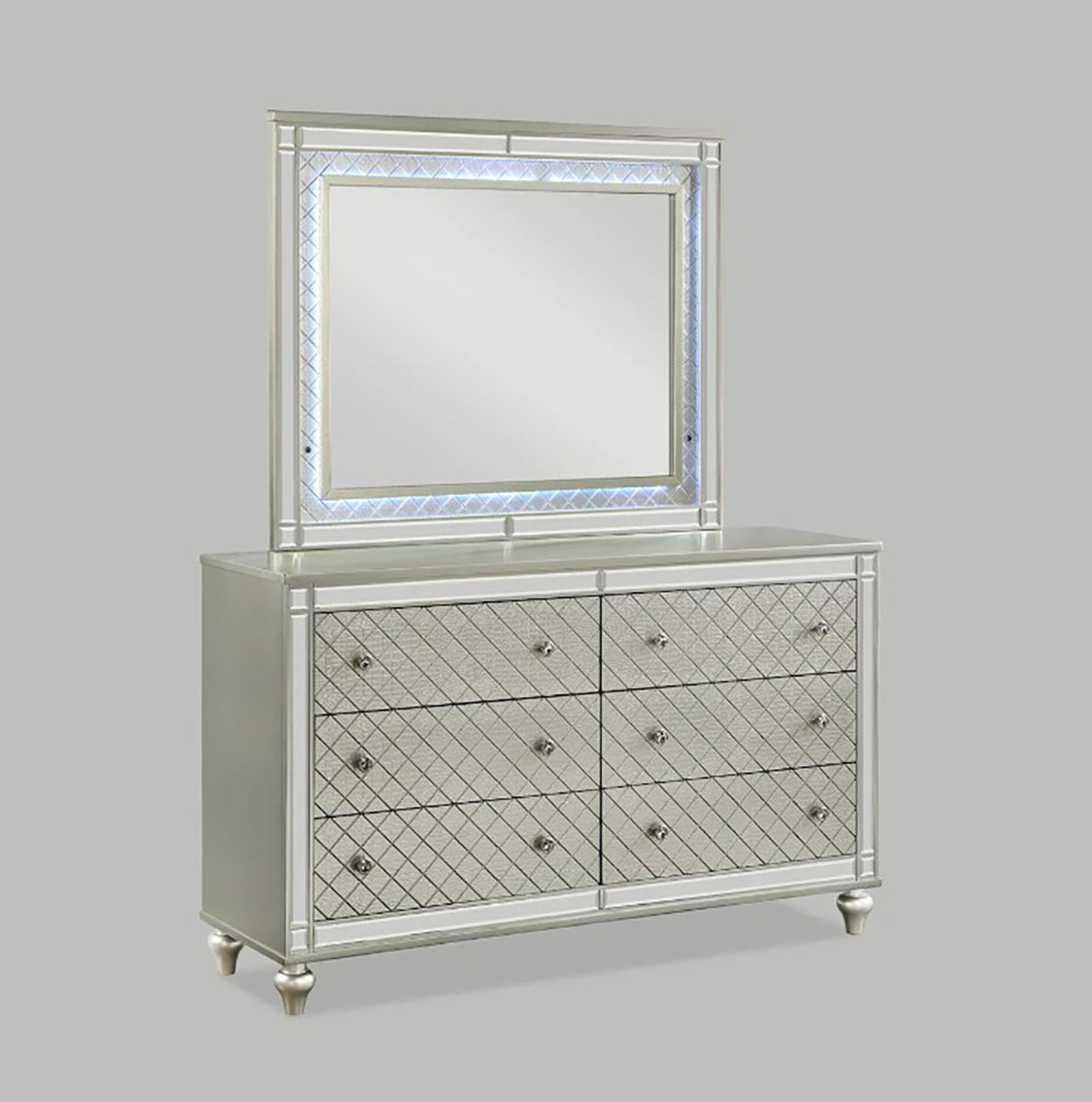 Crown Mark Furniture Cristian Dresser Mirror in Beige - Ideal Furniture (Fresno,CA)