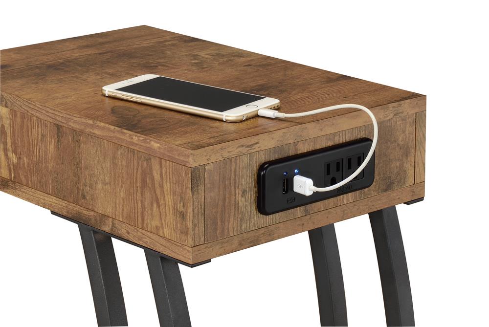 Troy Accent Table with Power Outlet Antique Nutmeg - Ideal Furniture (Fresno,CA)