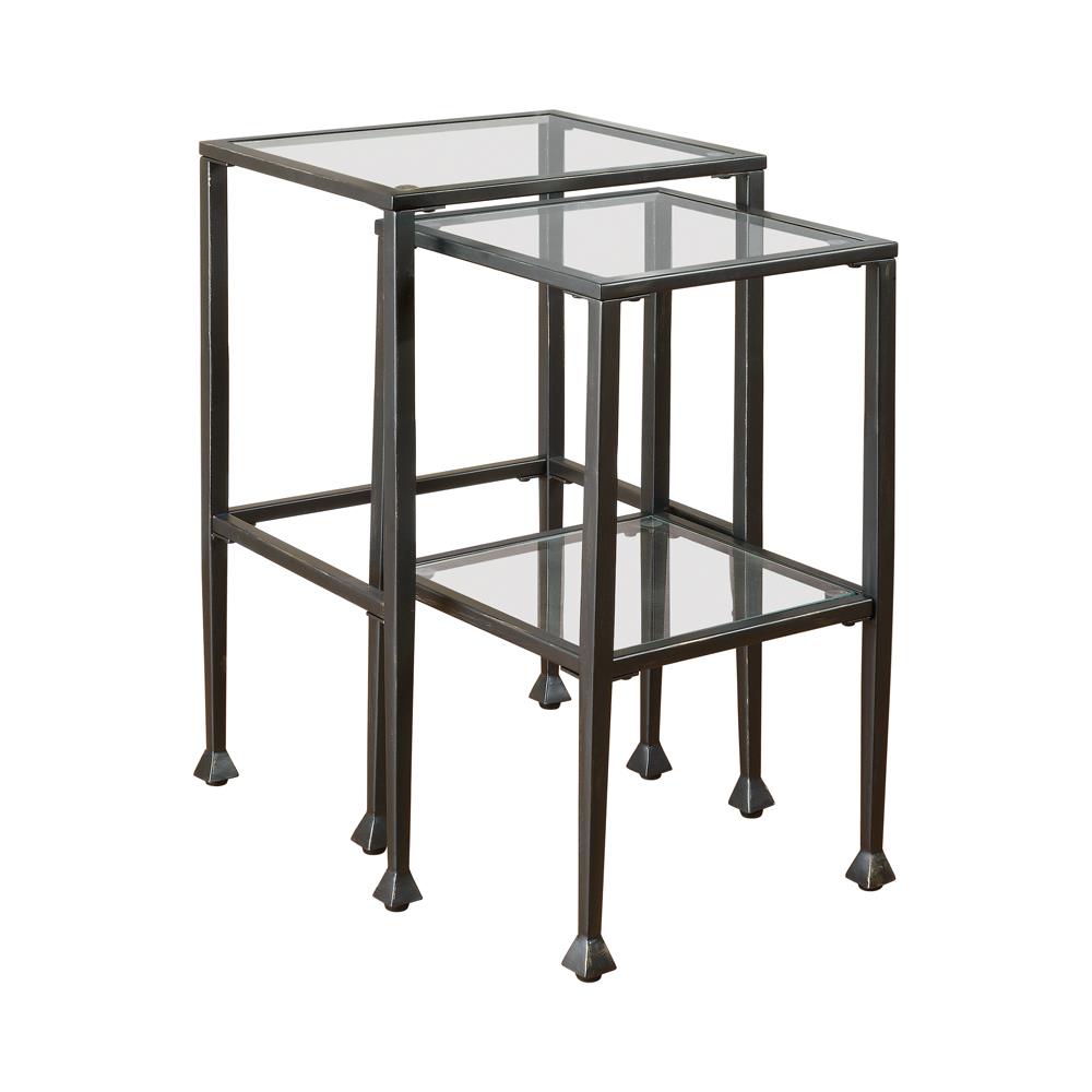 Leilani 2-piece Glass Top Nesting Tables Black - Ideal Furniture (Fresno,CA)