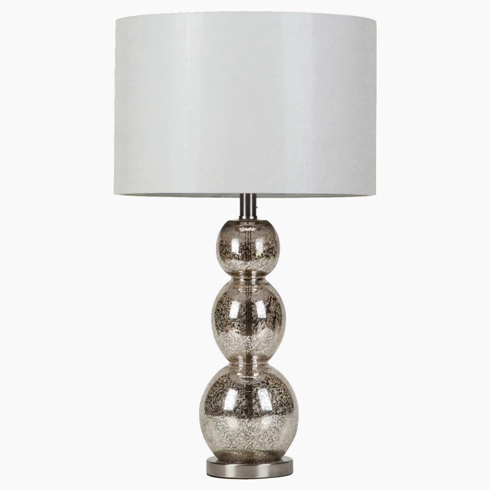 Mineta Drum Shade Table Lamp White and Antique Silver - Ideal Furniture (Fresno,CA)