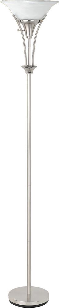 Archie Floor Lamp with Frosted Ribbed Shade Brushed Steel - Ideal Furniture (Fresno,CA)