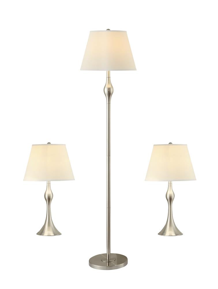 Griffin 3-piece Slender Lamp Set Brushed Nickel - Ideal Furniture (Fresno,CA)