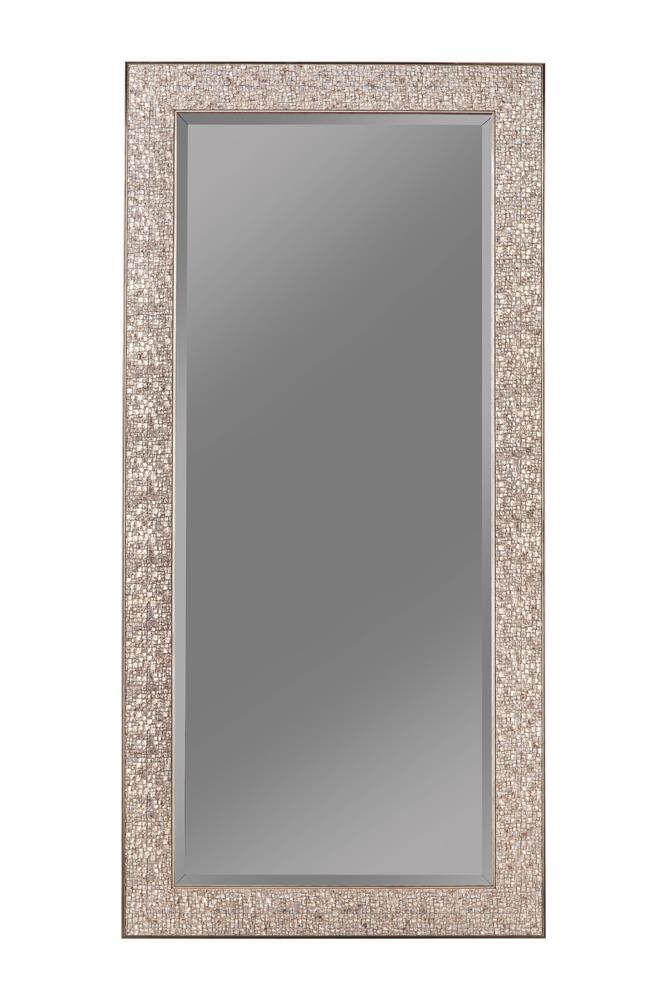 Rollins Rectangular Floor Mirror Silver Sparkle - Ideal Furniture (Fresno,CA)