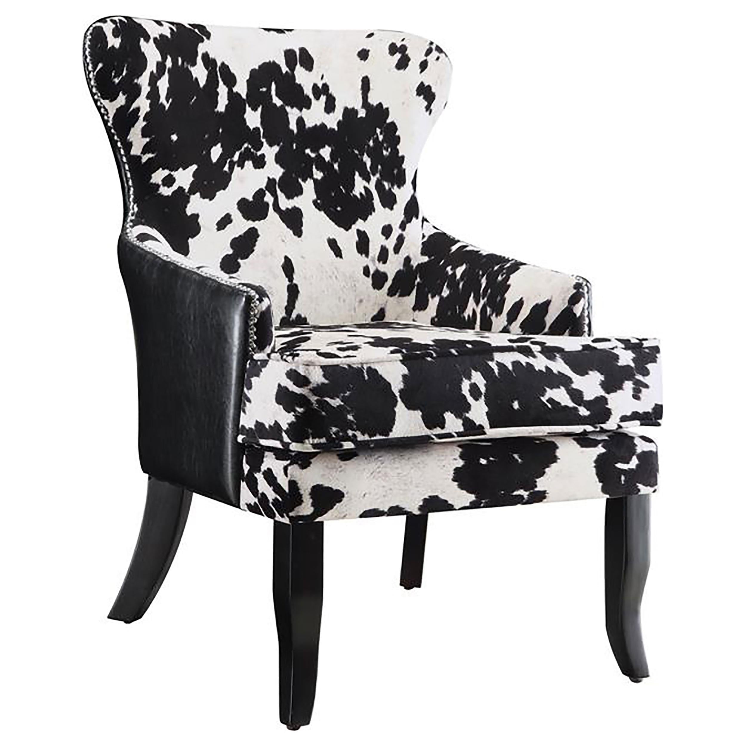 Trea Cowhide Print Accent Chair Black and White - Ideal Furniture (Fresno,CA)