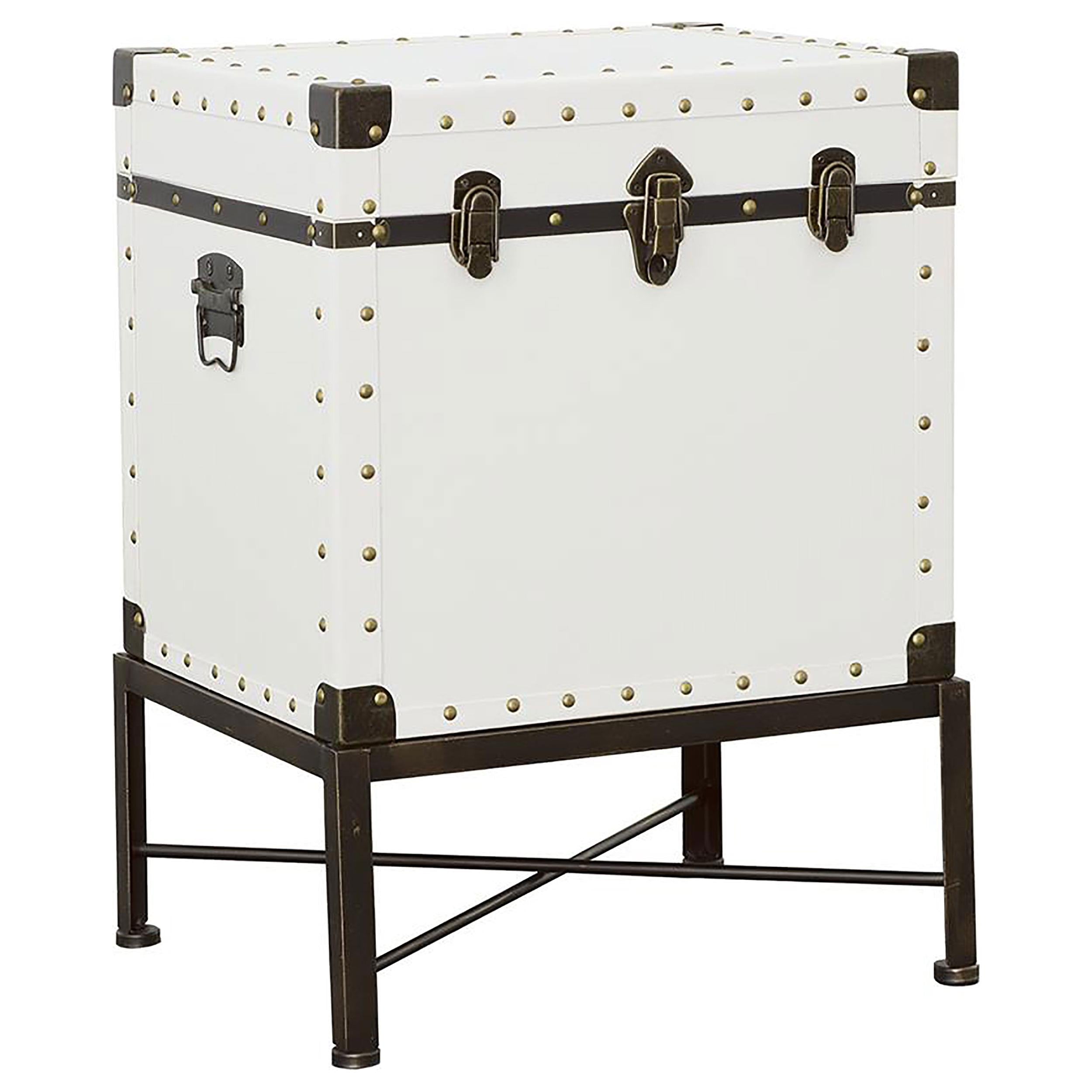 Nancy Accent Cabinet with Nailhead Trim White - Ideal Furniture (Fresno,CA)