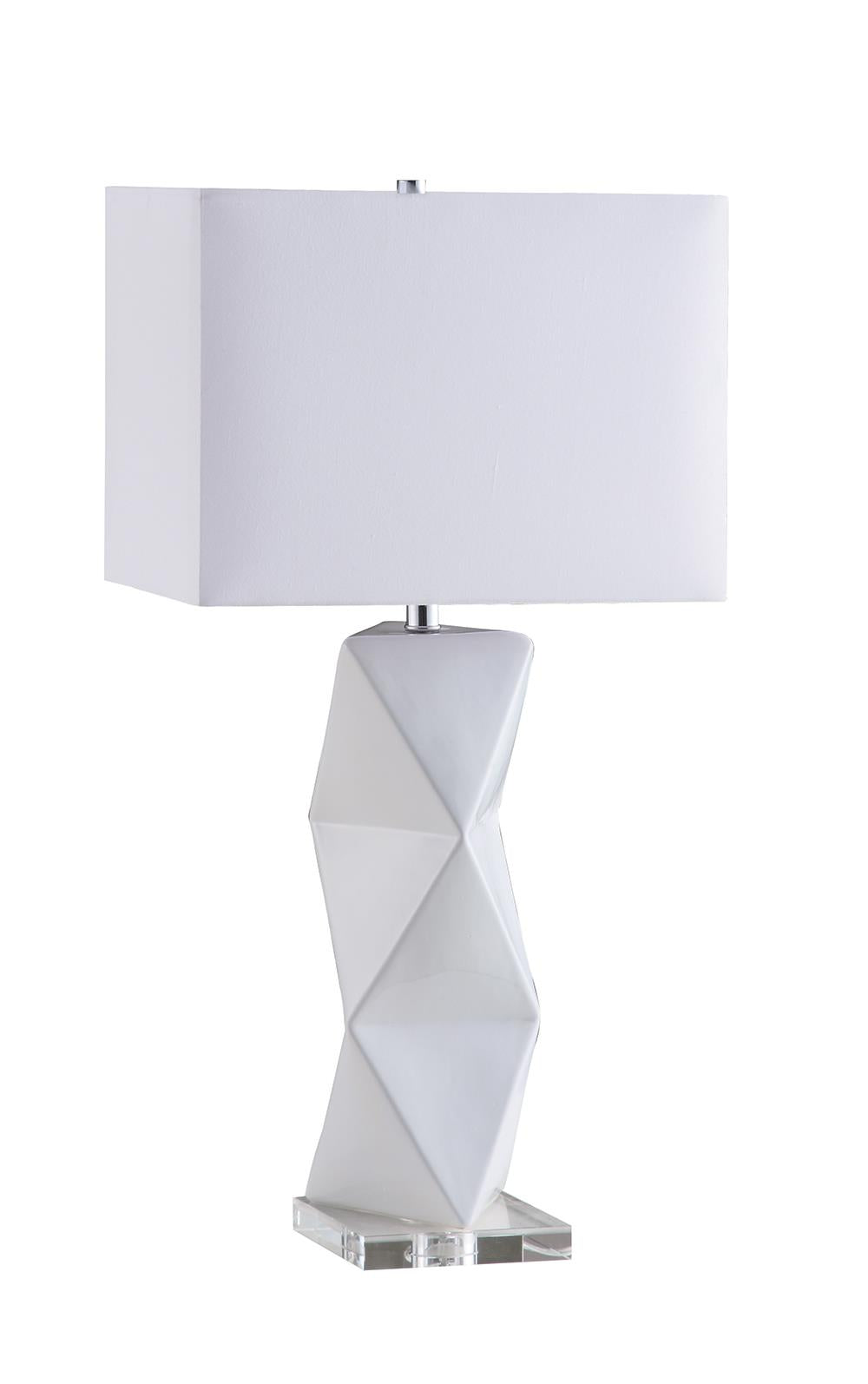 Camie Geometric Ceramic Base Table Lamp White - Ideal Furniture (Fresno,CA)