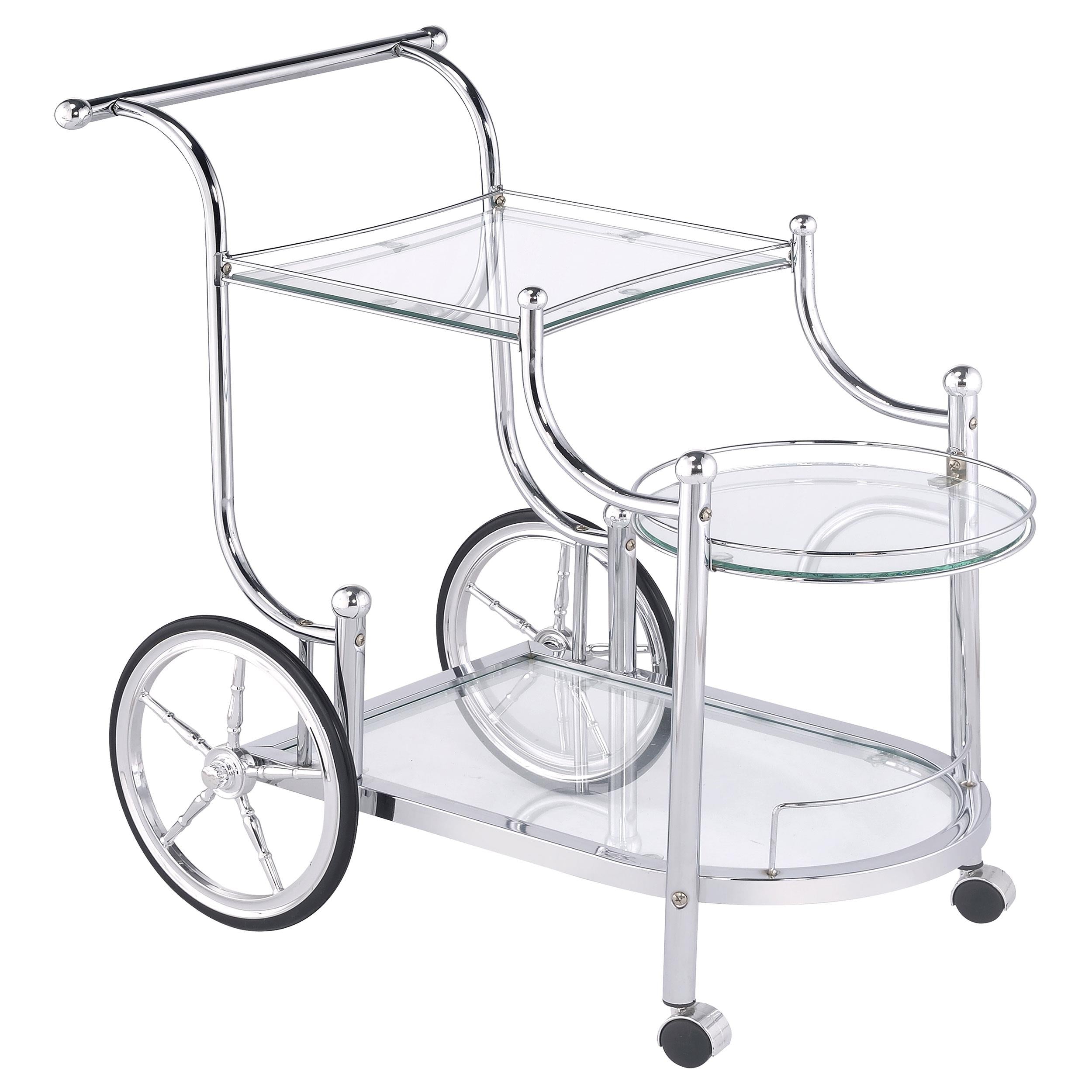 Sarandon 3-tier Serving Cart Chrome and Clear - Ideal Furniture (Fresno,CA)