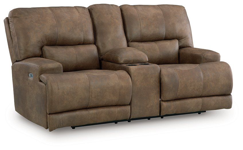 Beckley Place Power Reclining Loveseat with Console - Ideal Furniture (Fresno,CA)