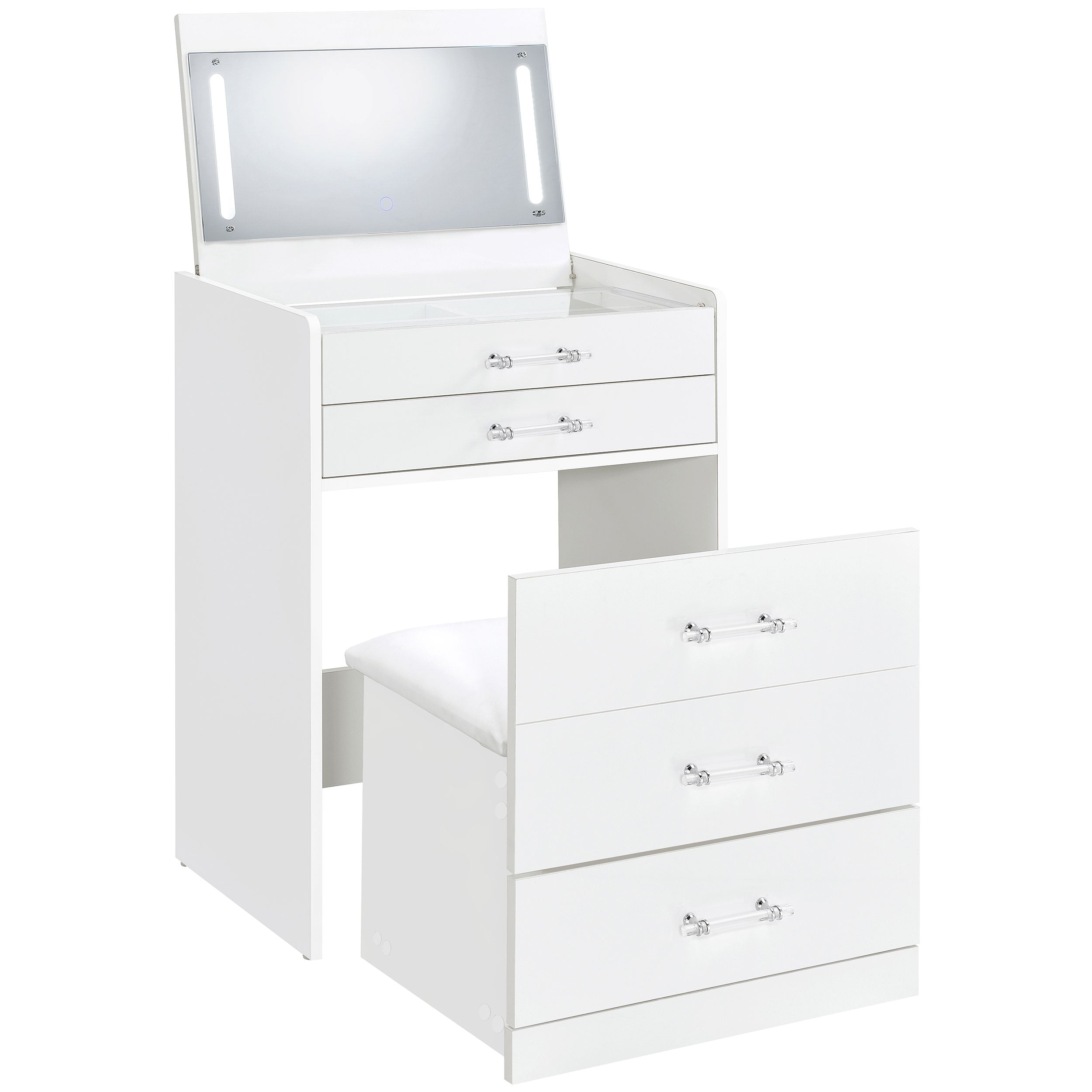 Danbury Makeup Vanity Table with LED Mirror and Stool - Ideal Furniture (Fresno,CA)
