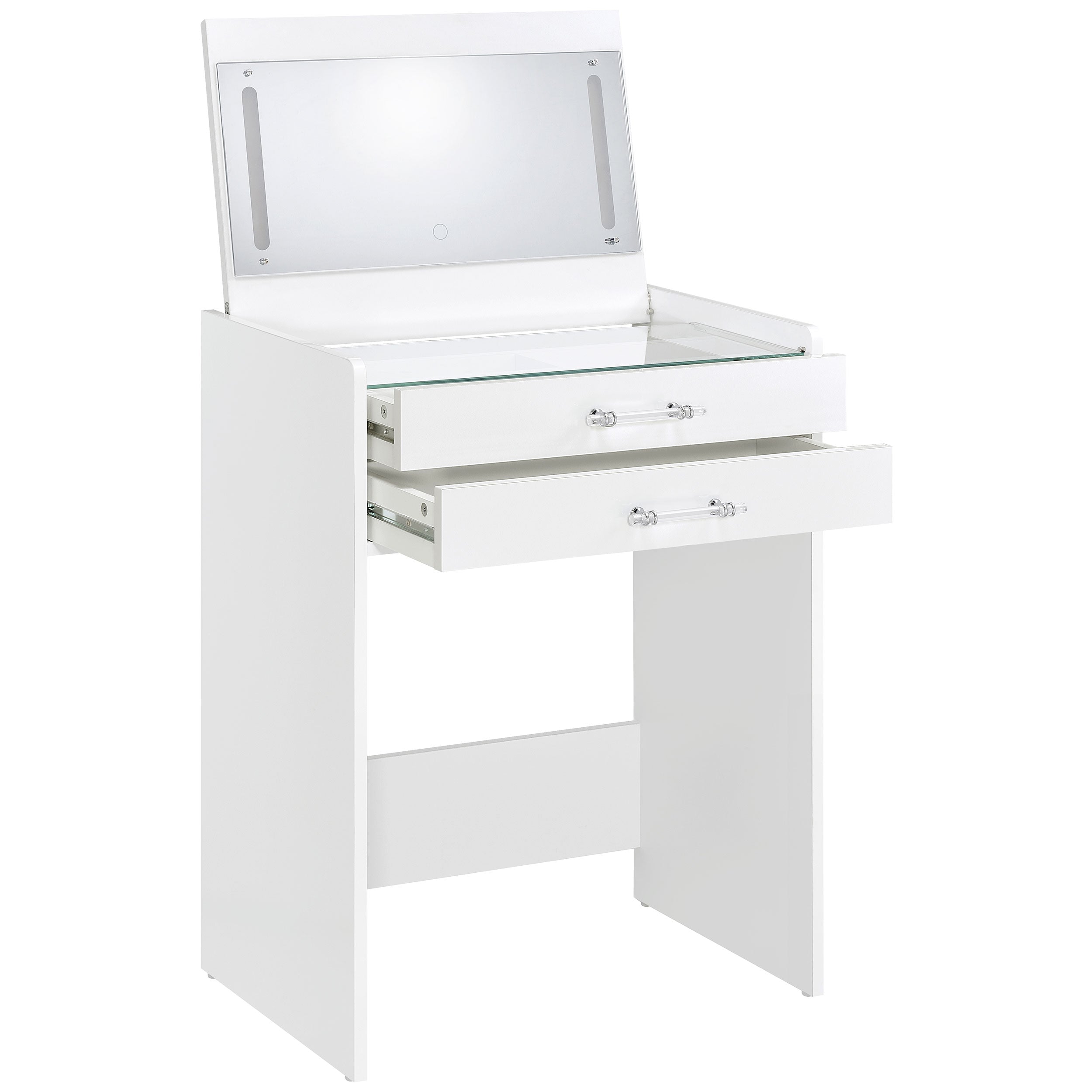 Danbury Makeup Vanity Table with LED Mirror and Stool - Ideal Furniture (Fresno,CA)