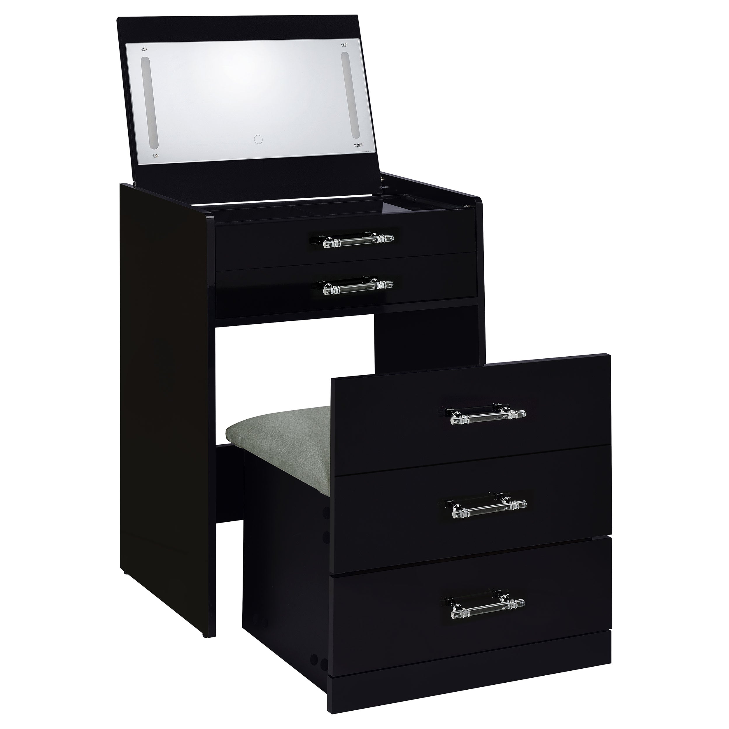 Danbury Makeup Vanity Table with LED Mirror and Stool - Ideal Furniture (Fresno,CA)