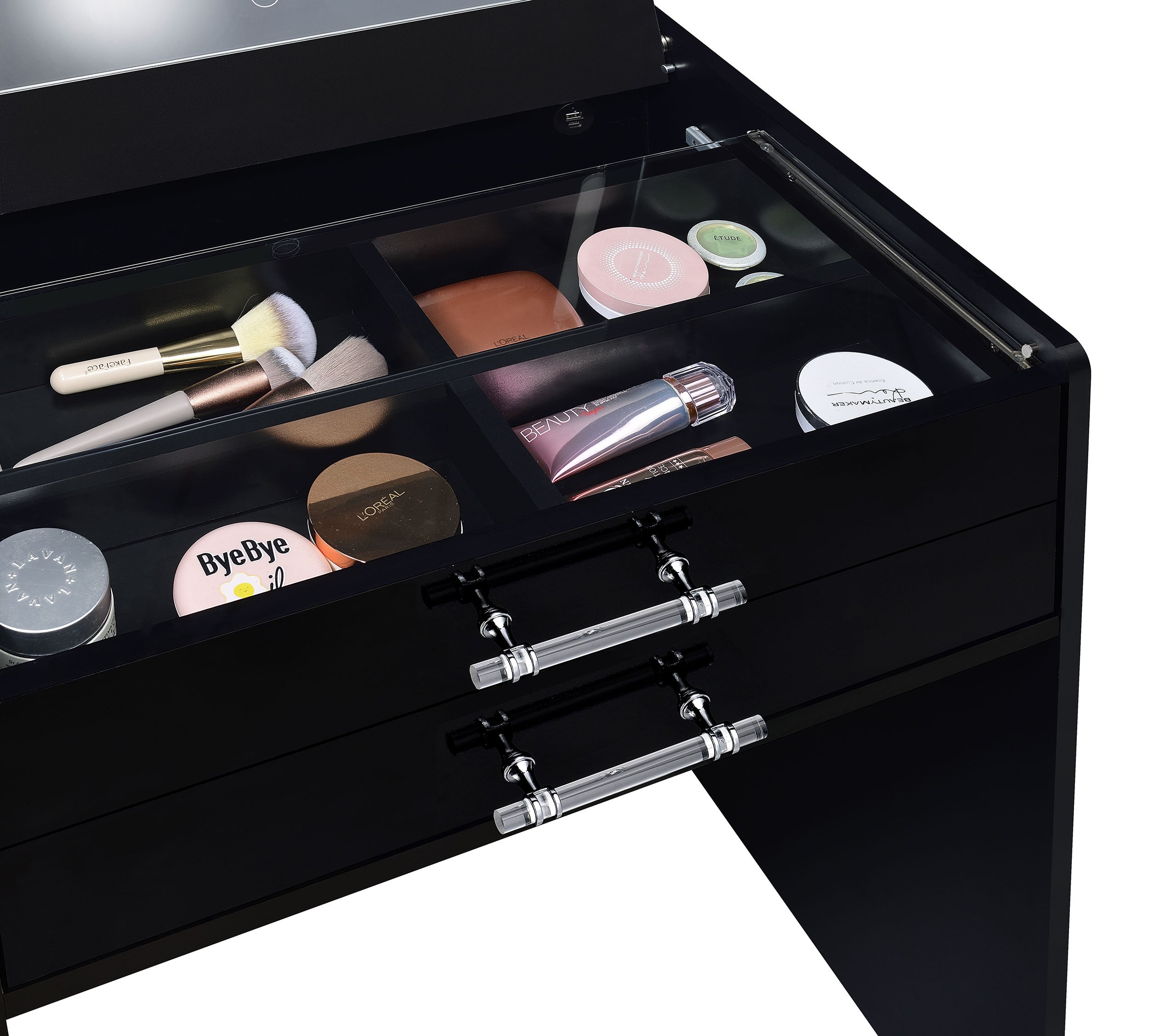 Danbury Makeup Vanity Table with LED Mirror and Stool - Ideal Furniture (Fresno,CA)