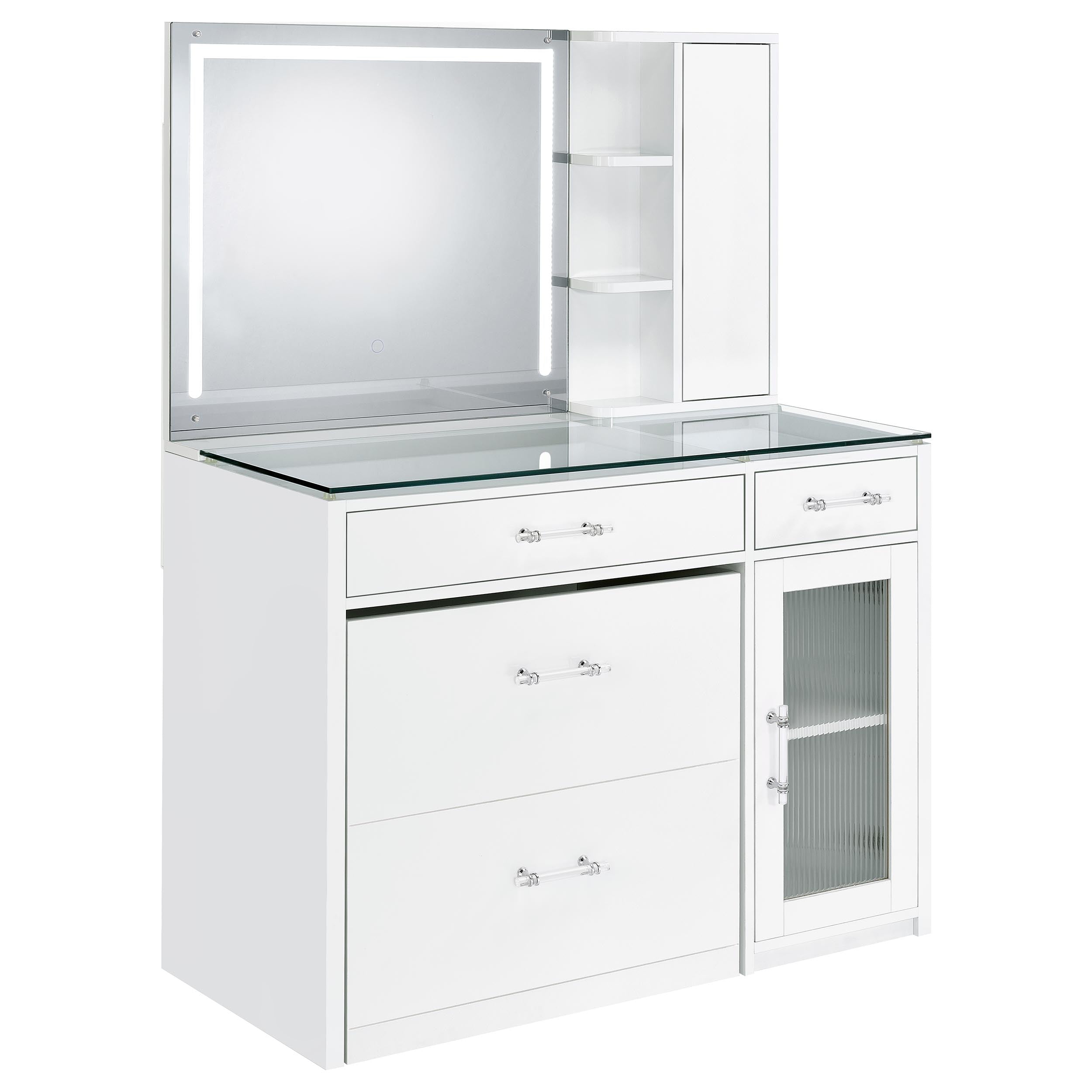 Flora Makeup Vanity Table with LED Mirror and Stool - Ideal Furniture (Fresno,CA)
