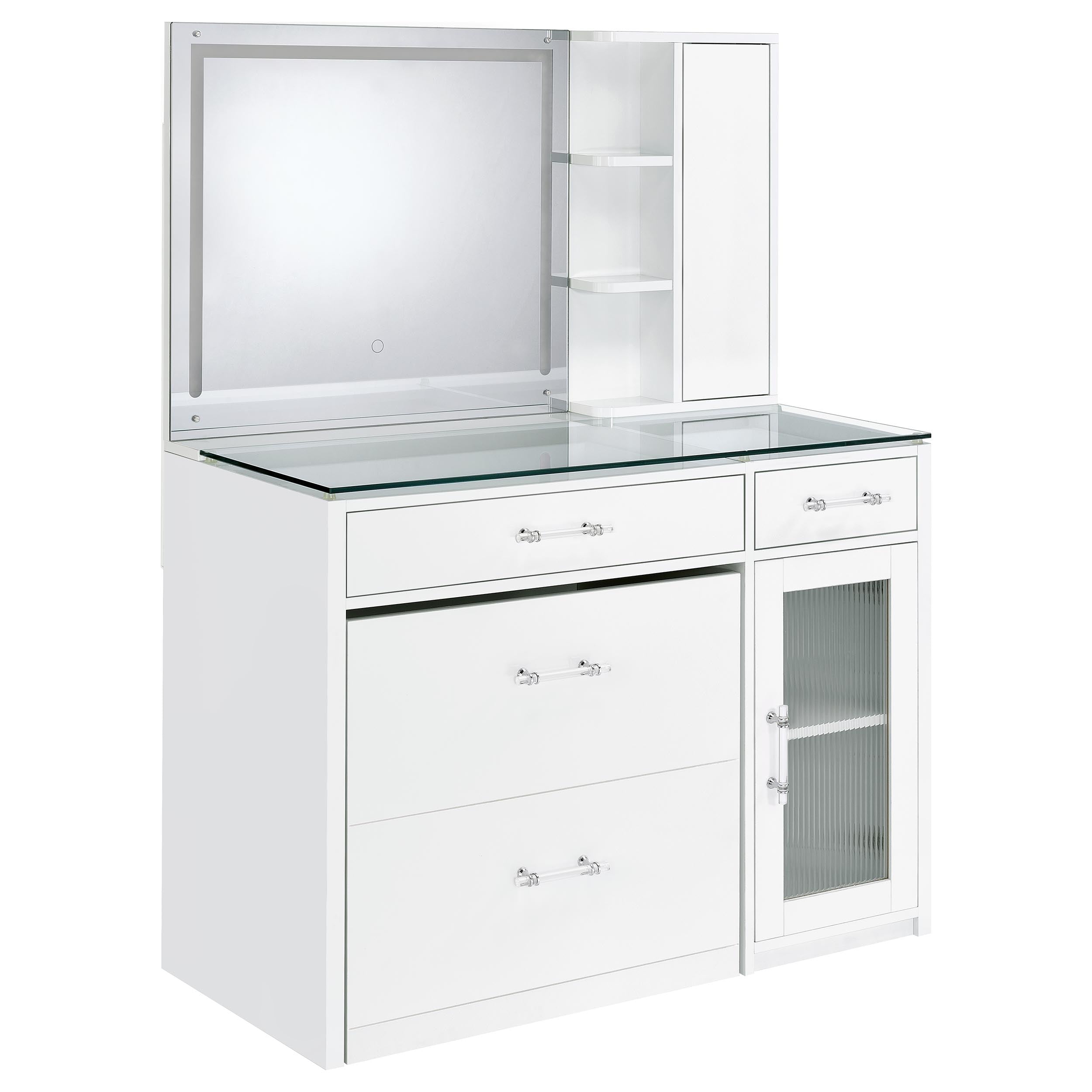 Flora Makeup Vanity Table with LED Mirror and Stool - Ideal Furniture (Fresno,CA)
