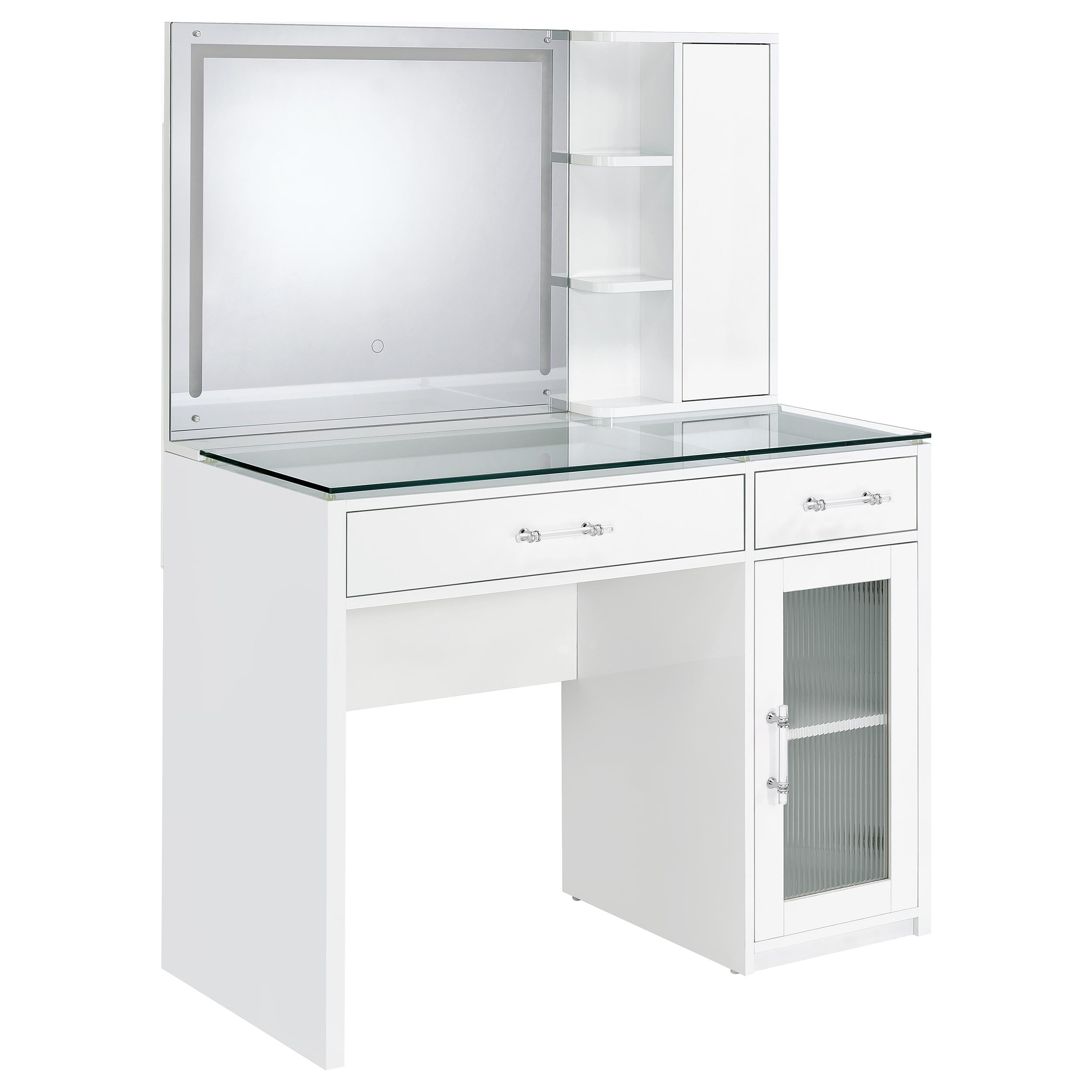 Flora Makeup Vanity Table with LED Mirror and Stool - Ideal Furniture (Fresno,CA)