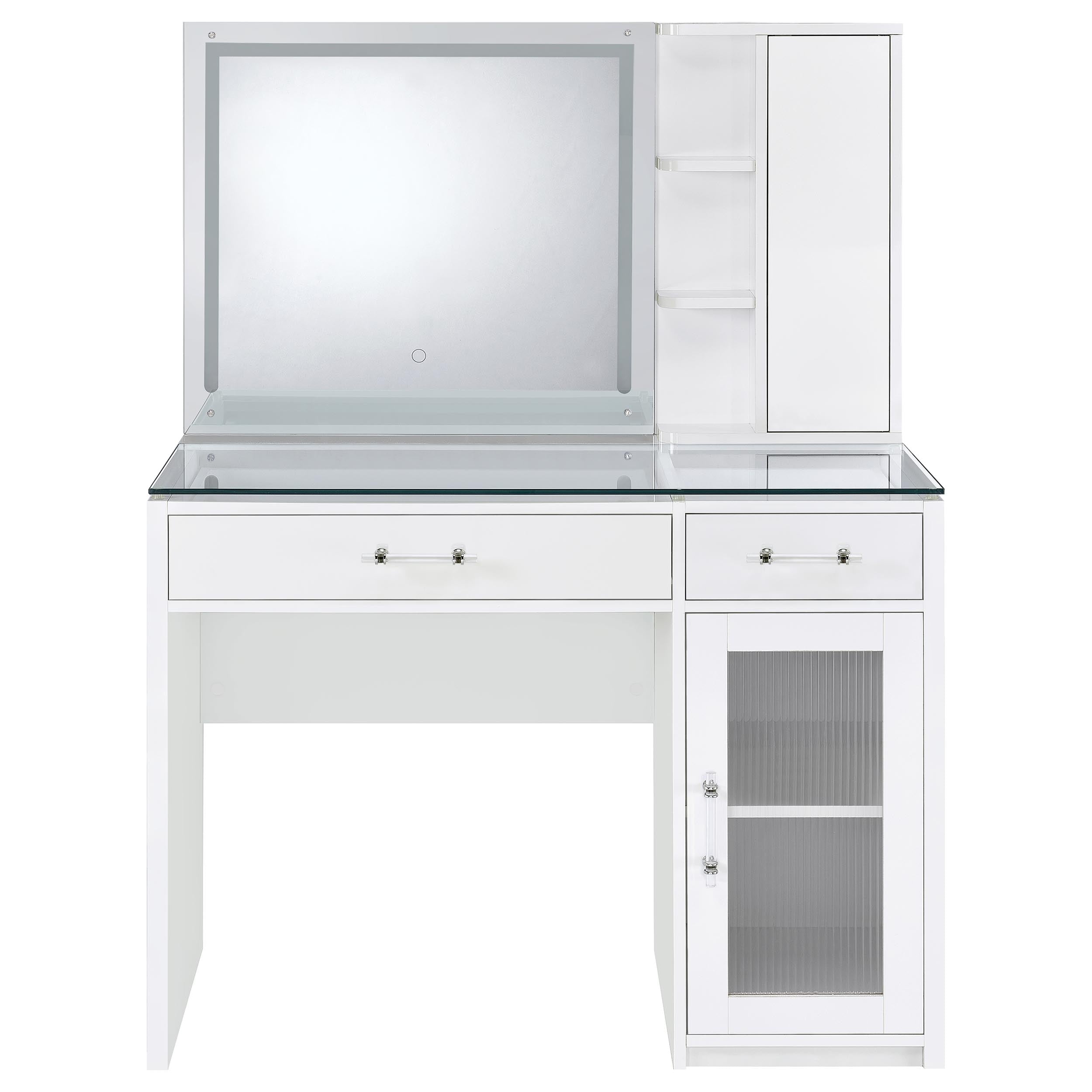 Flora Makeup Vanity Table with LED Mirror and Stool - Ideal Furniture (Fresno,CA)