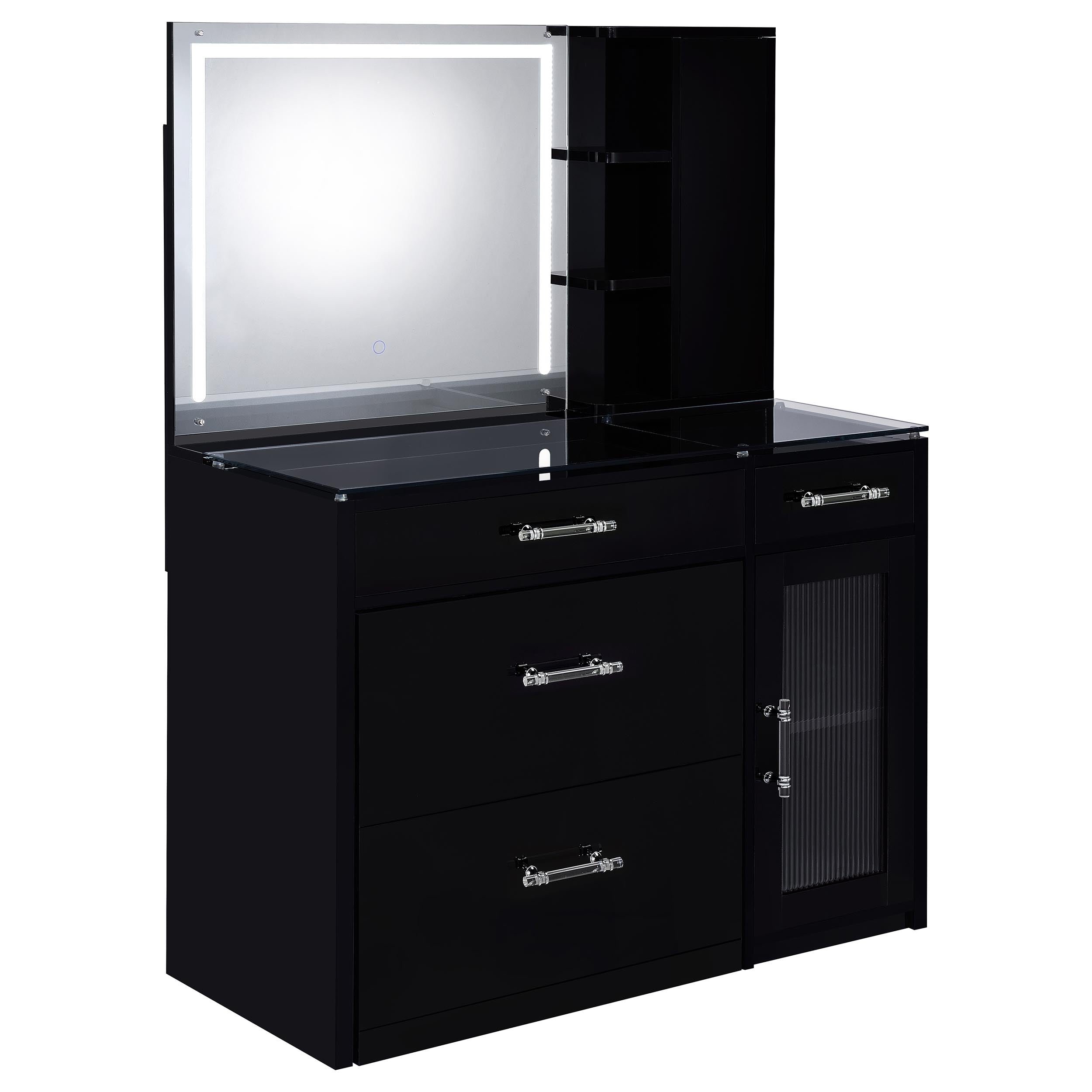 Flora Makeup Vanity Table with LED Mirror and Stool - Ideal Furniture (Fresno,CA)