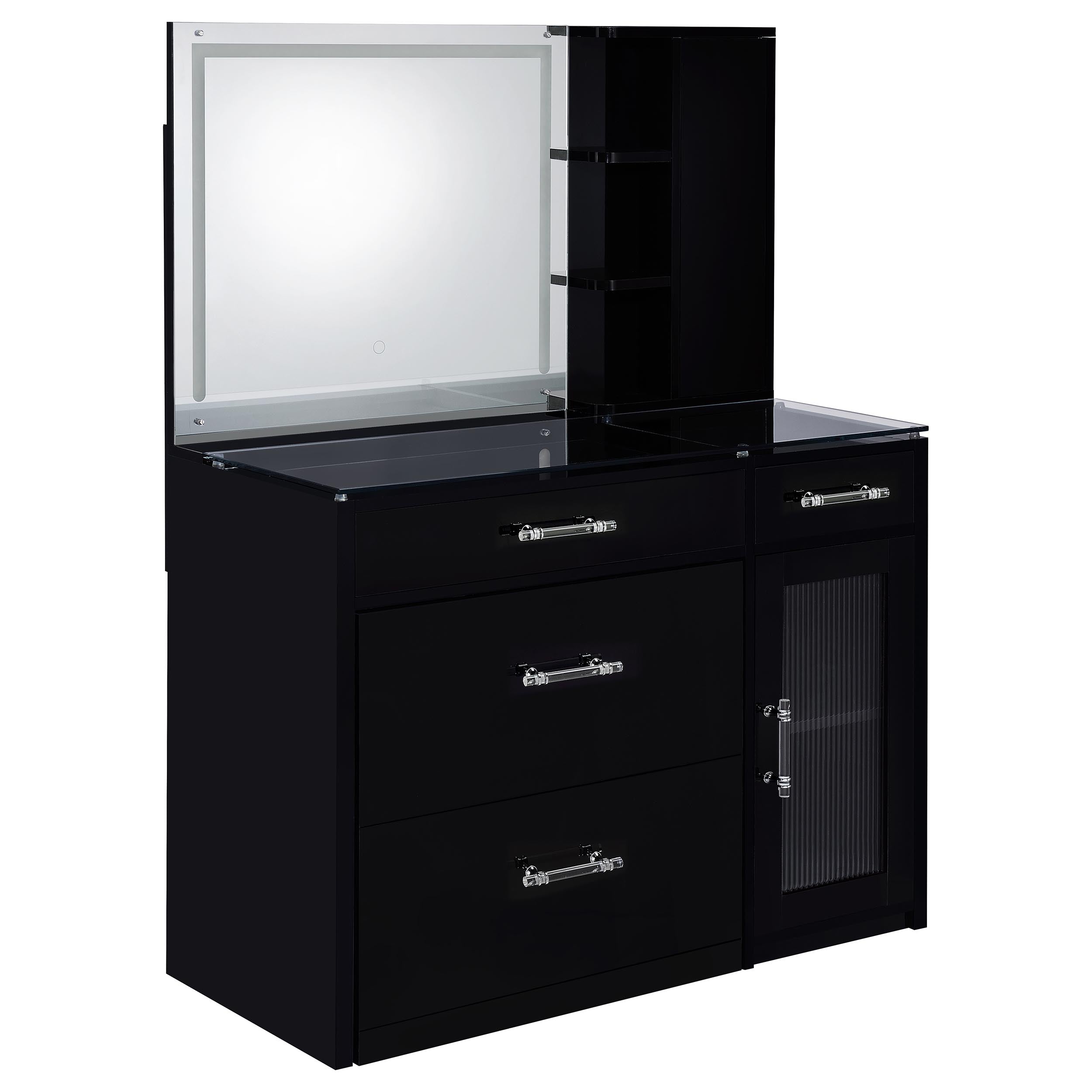 Flora Makeup Vanity Table with LED Mirror and Stool - Ideal Furniture (Fresno,CA)
