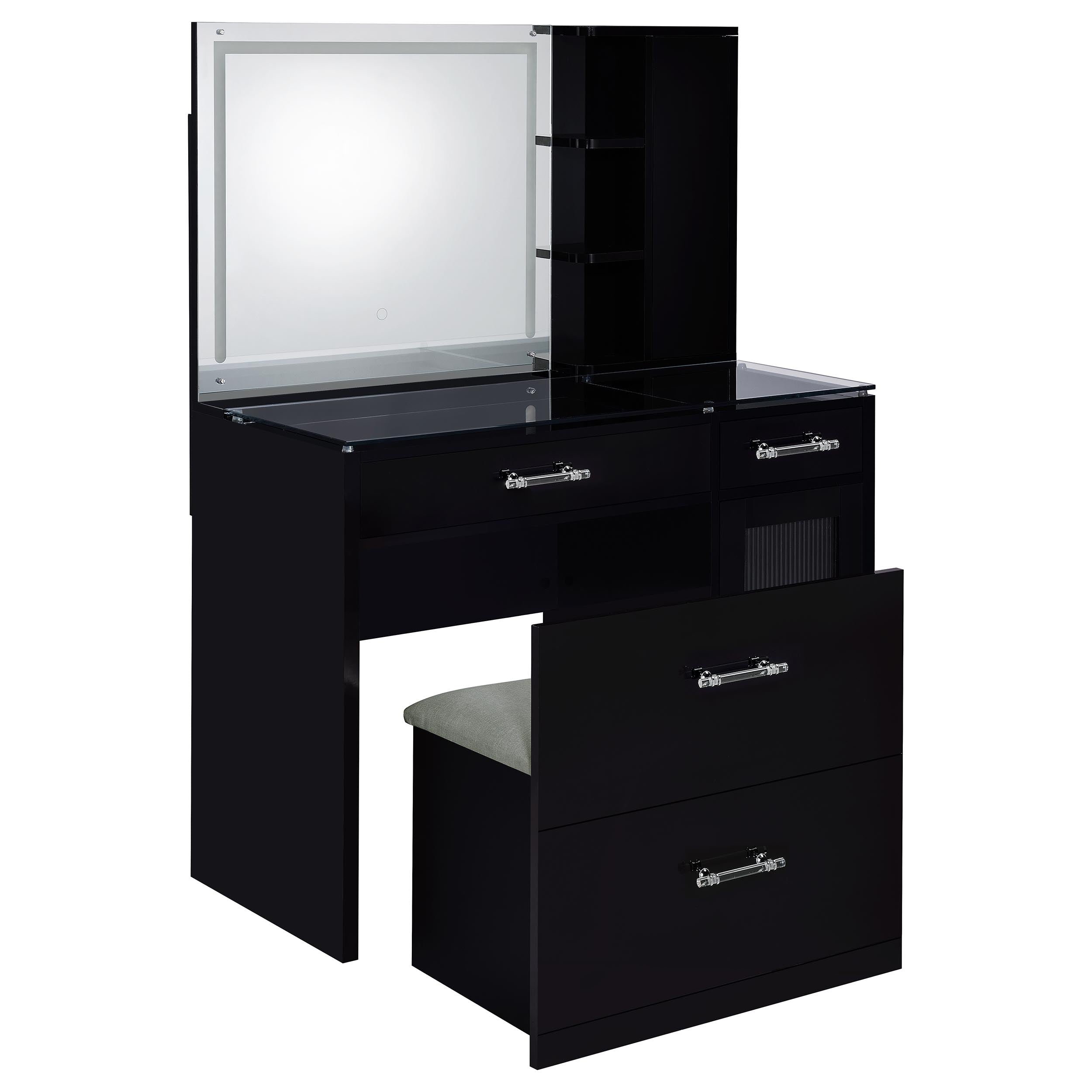 Flora Makeup Vanity Table with LED Mirror and Stool - Ideal Furniture (Fresno,CA)