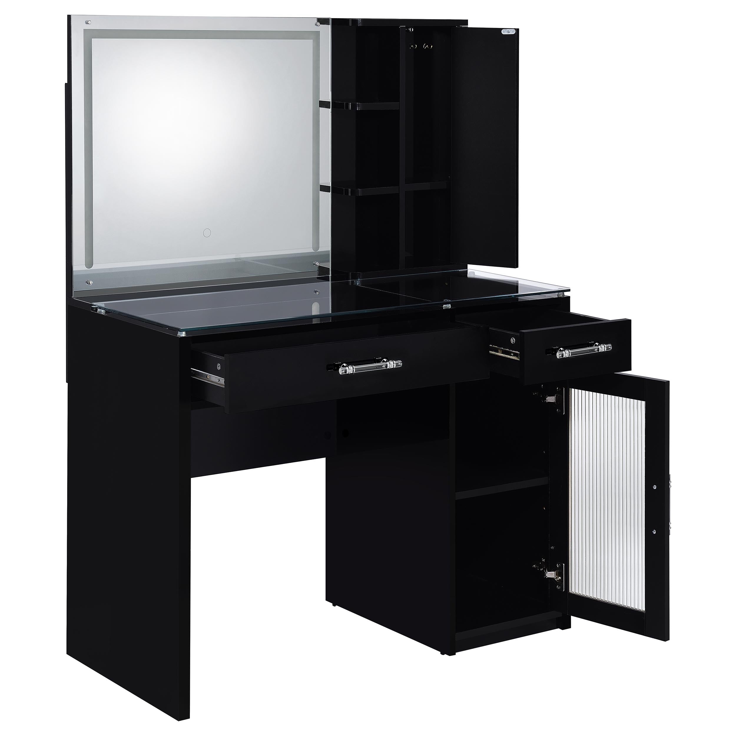 Flora Makeup Vanity Table with LED Mirror and Stool - Ideal Furniture (Fresno,CA)