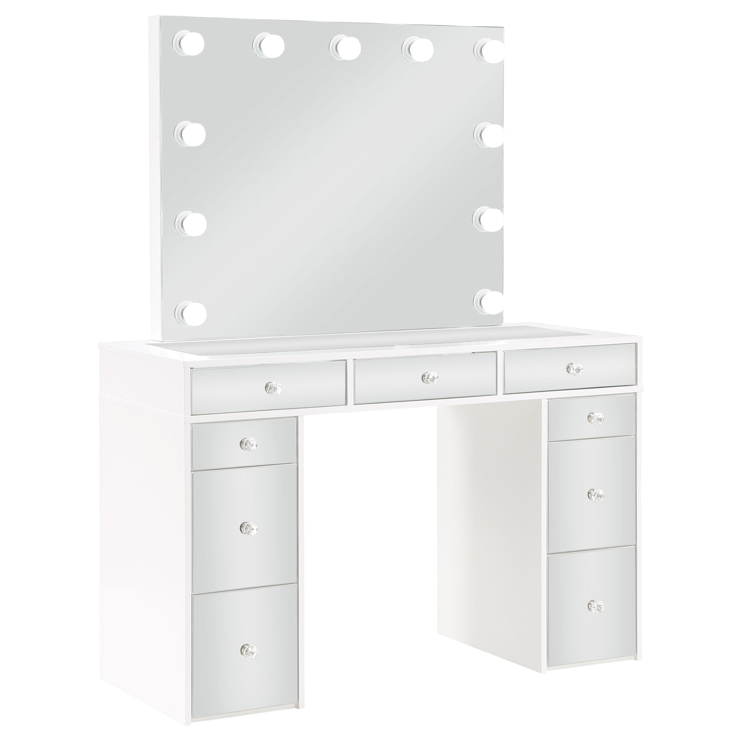 Regina Makeup Vanity Table with LED Mirror and Stool - Ideal Furniture (Fresno,CA)