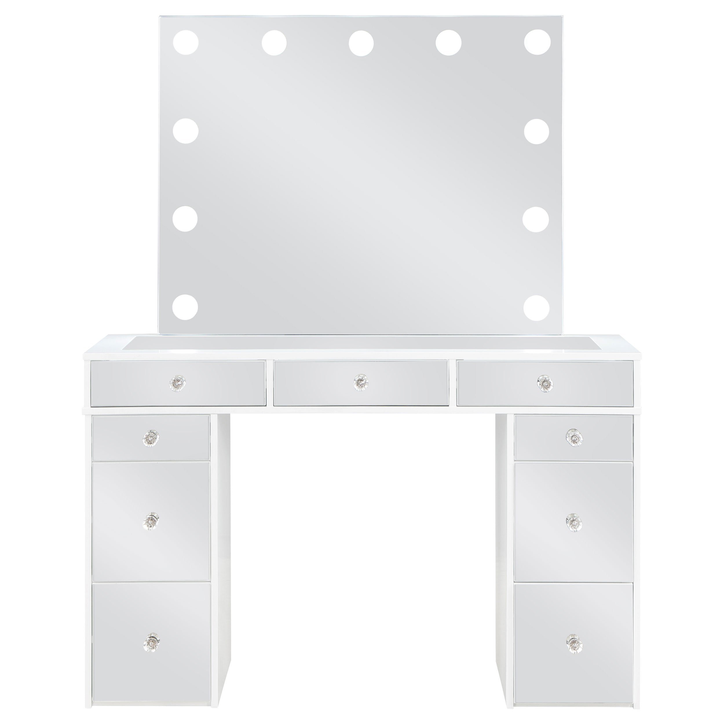 Regina Makeup Vanity Table with LED Mirror and Stool - Ideal Furniture (Fresno,CA)