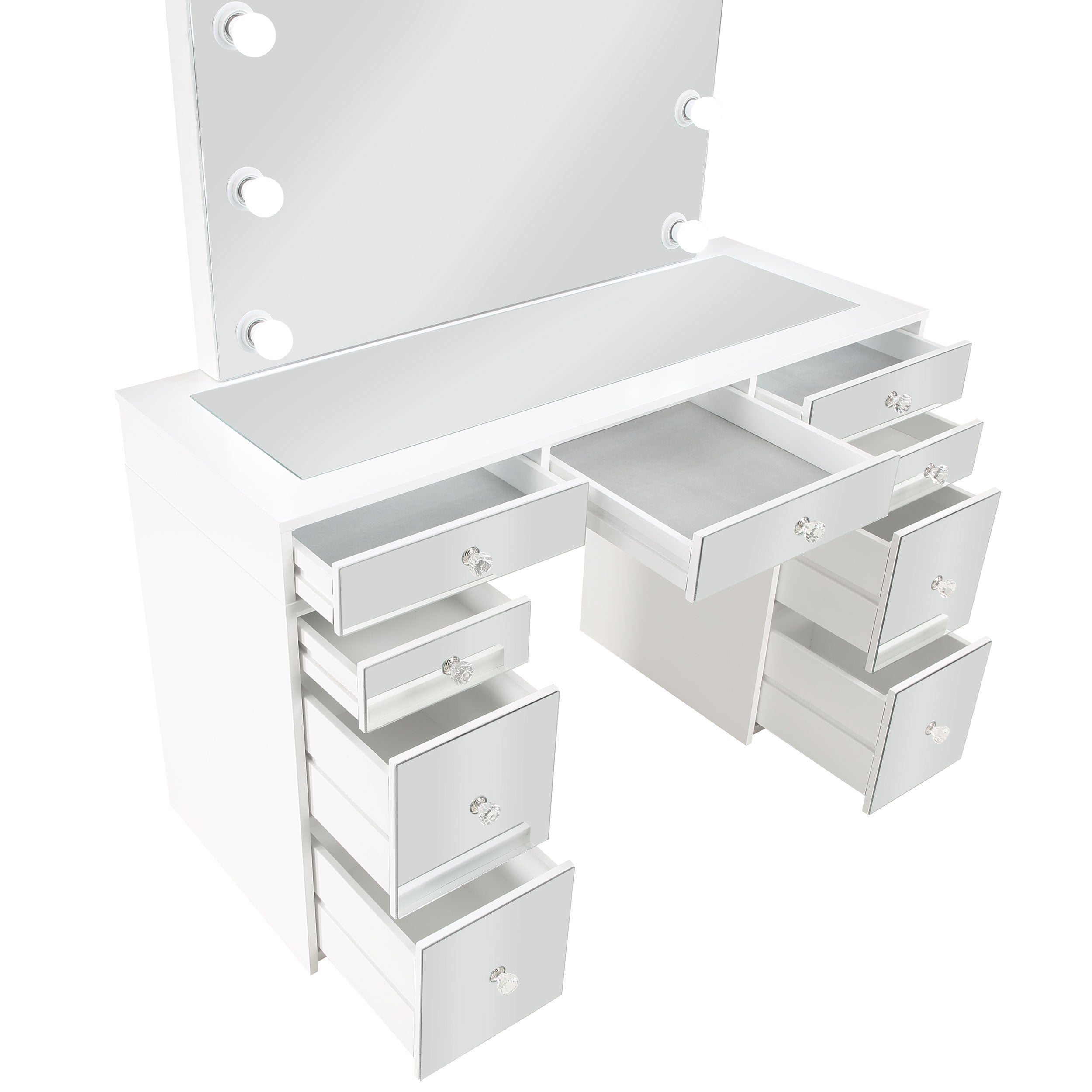 Regina Makeup Vanity Table with LED Mirror and Stool - Ideal Furniture (Fresno,CA)