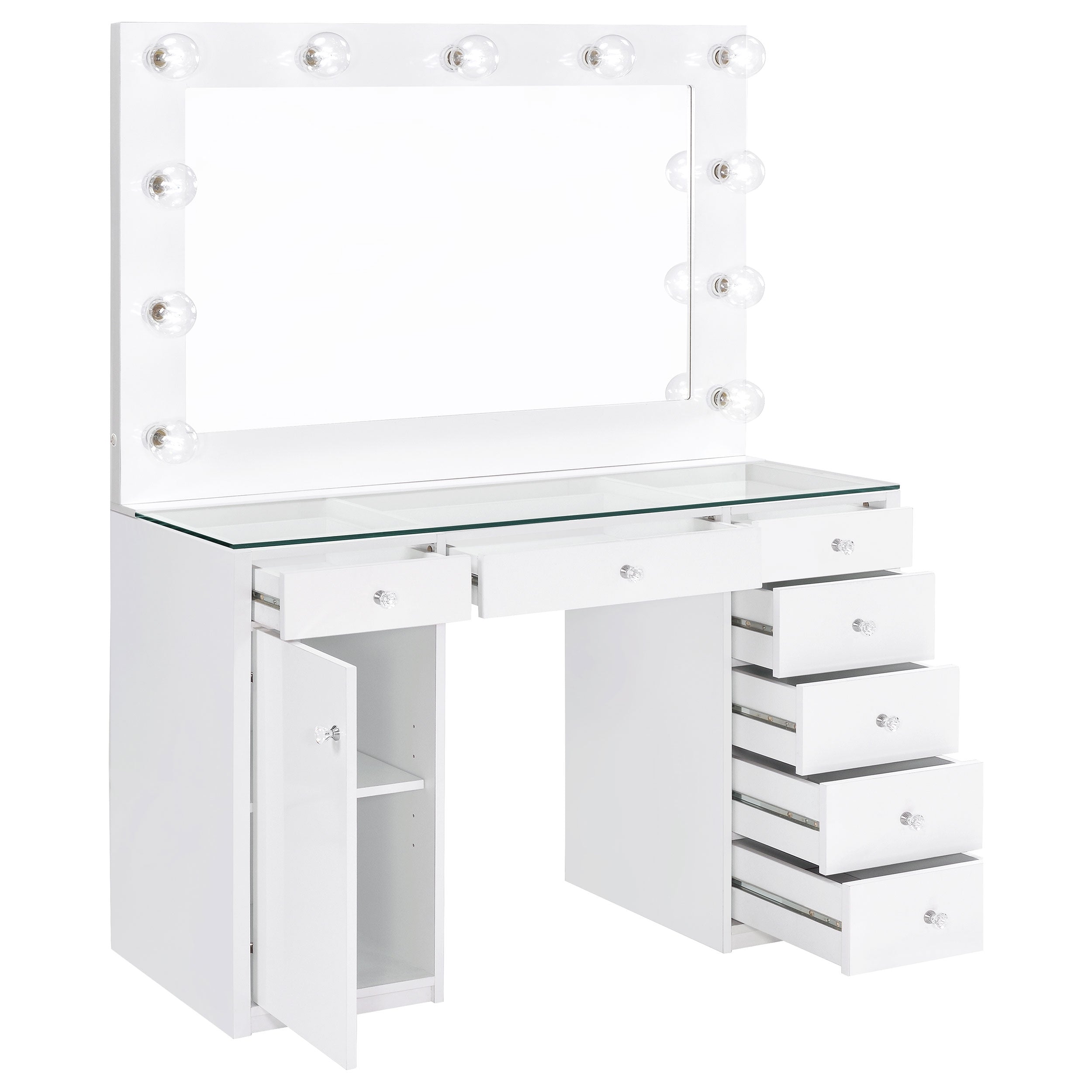 Acena Makeup Vanity Table with LED Mirror - Ideal Furniture (Fresno,CA)