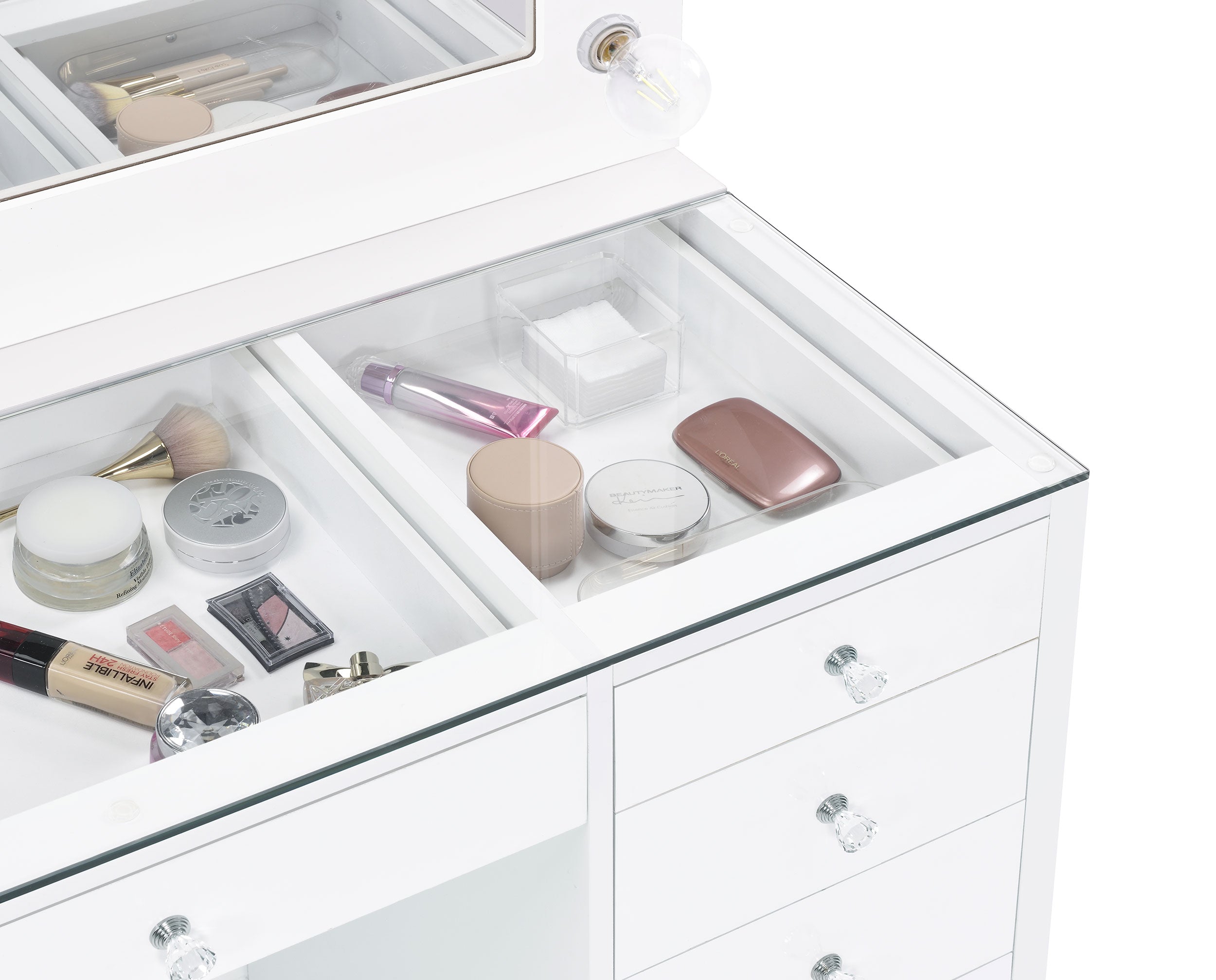 Acena Makeup Vanity Table with LED Mirror - Ideal Furniture (Fresno,CA)