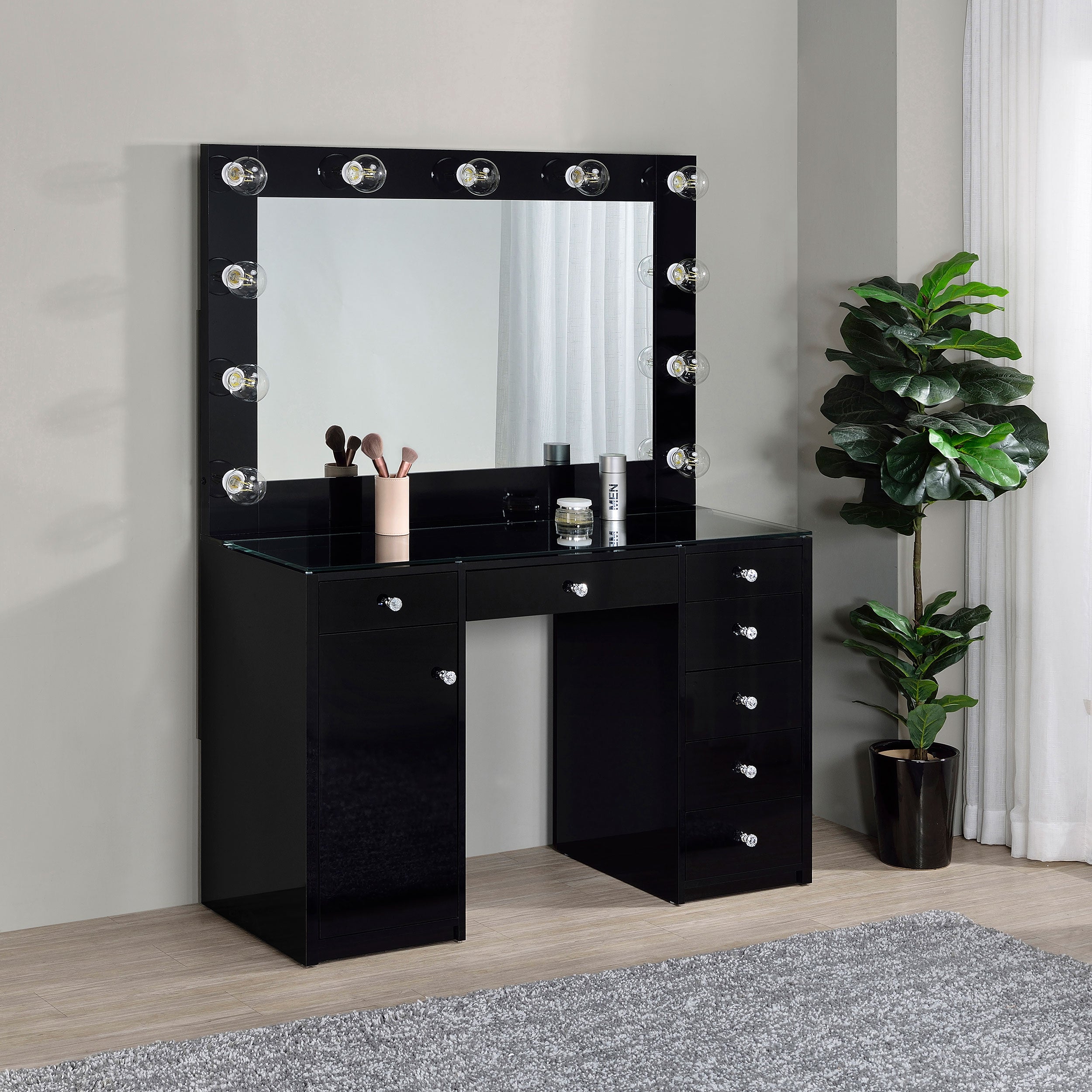 Acena Makeup Vanity Table with LED Mirror - Ideal Furniture (Fresno,CA)