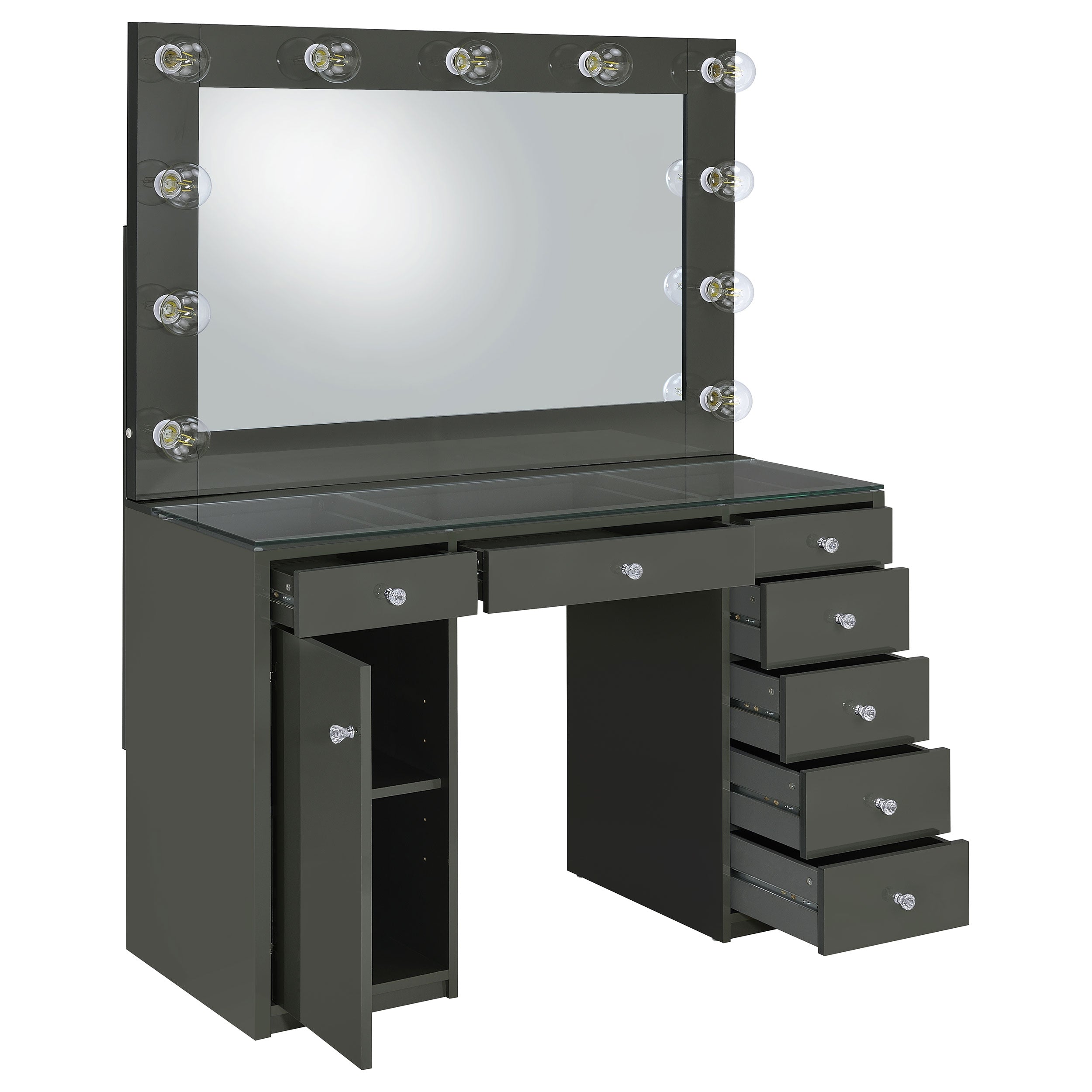 Acena Makeup Vanity Table with LED Mirror - Ideal Furniture (Fresno,CA)