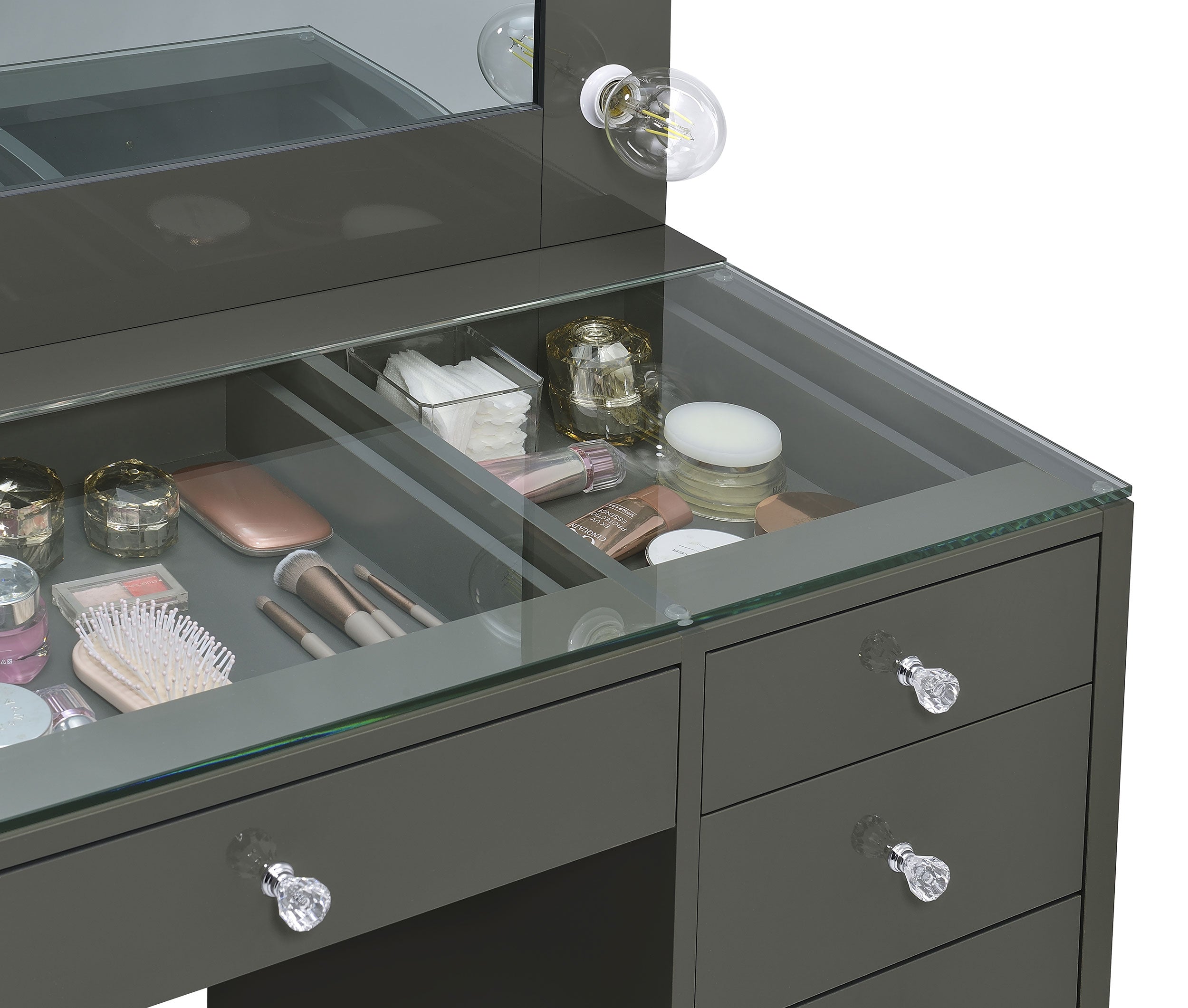 Acena Makeup Vanity Table with LED Mirror - Ideal Furniture (Fresno,CA)